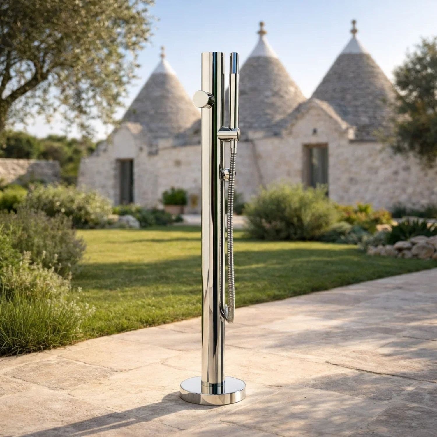 Fontana da Giardino Colonna esterno SAMBUCO Acciaio Inox Con Miscelatore 100cm - 6