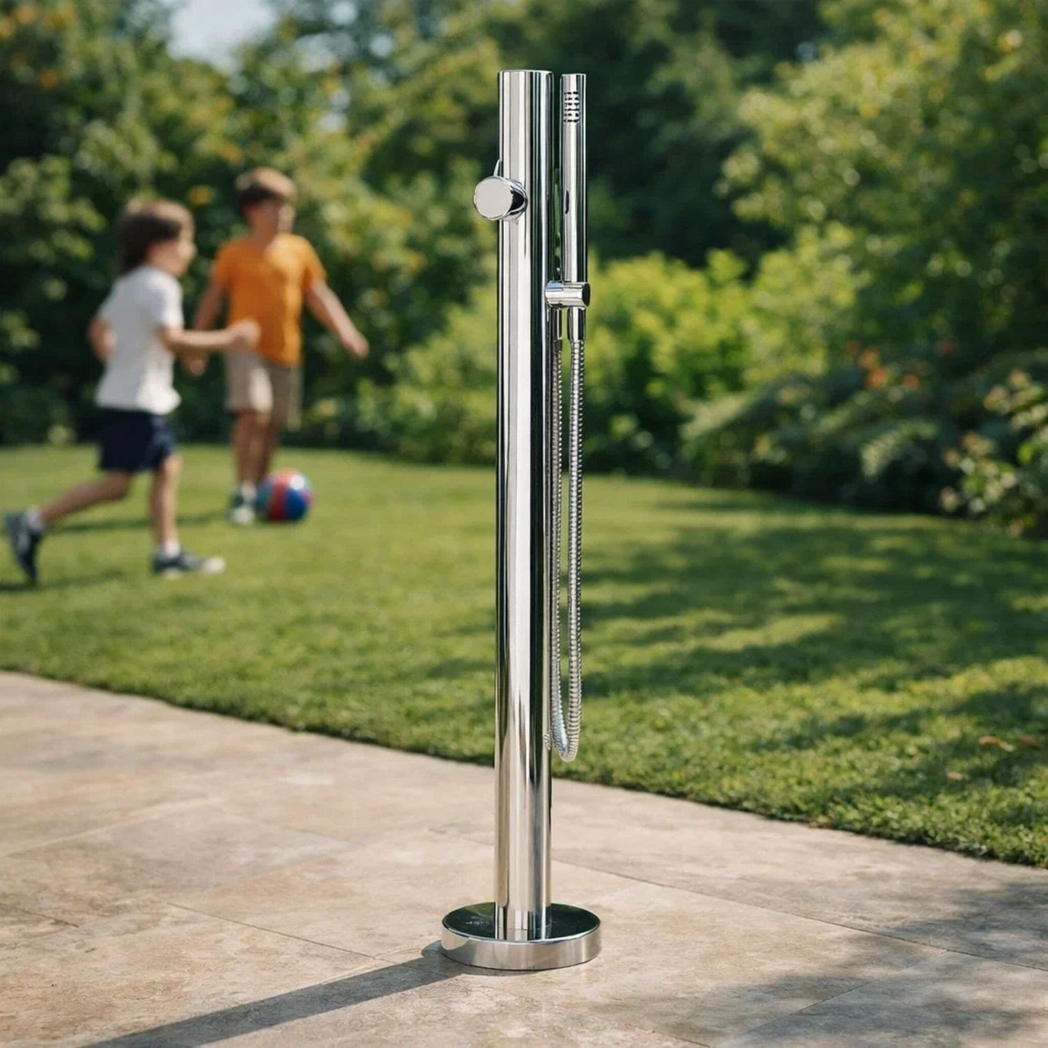 Fontana da Giardino Colonna esterno SAMBUCO Acciaio Inox Con Miscelatore 100cm - 7