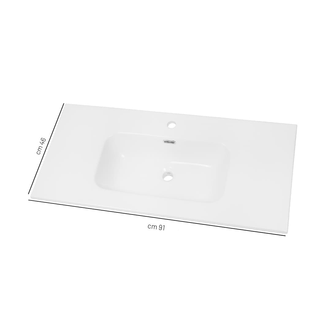 Lavabo ad Incasso in Ceramica Bianco Lucido per Mobili Bagno - 22