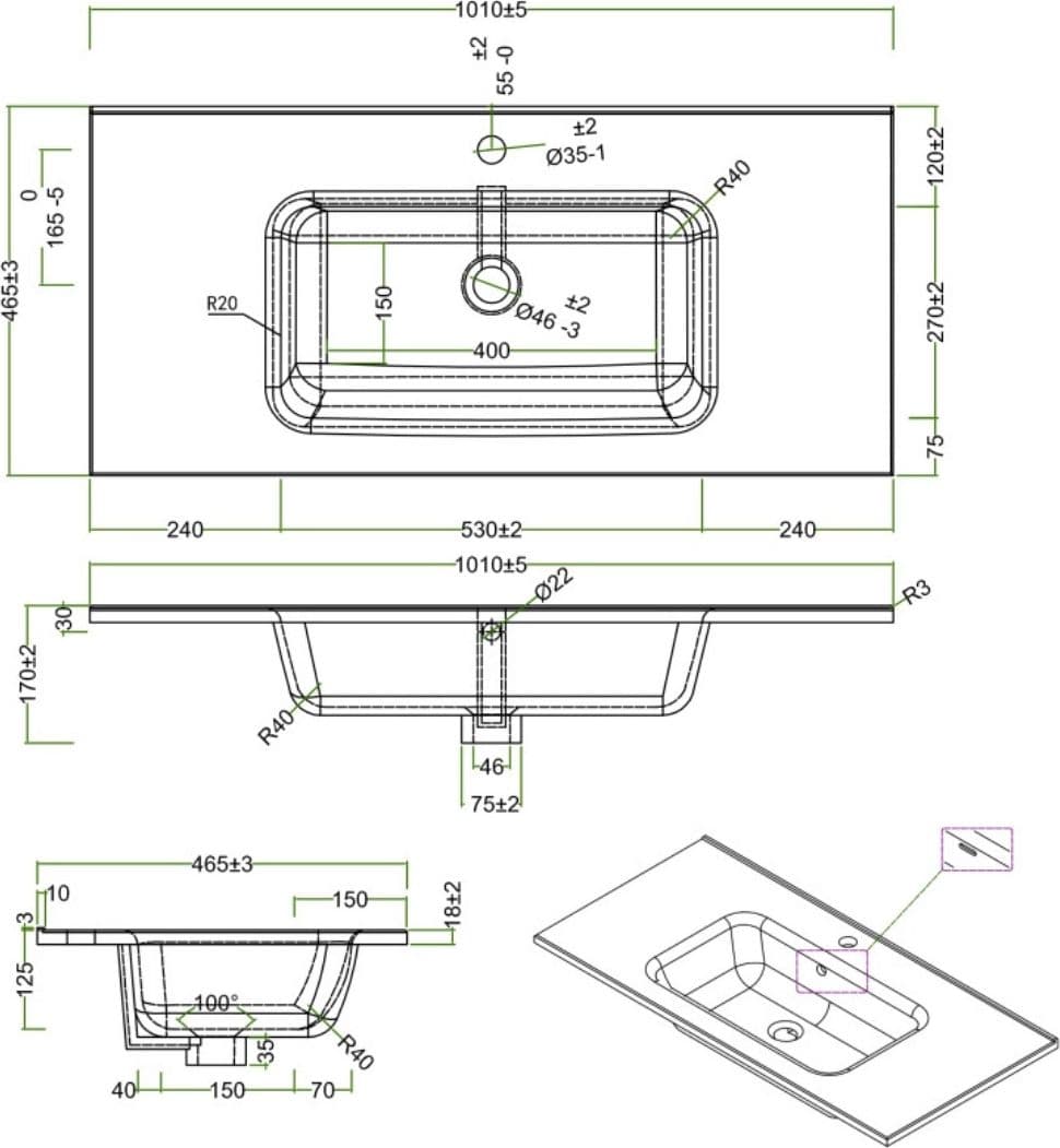 Lavabo ad Incasso in Ceramica Bianco Lucido per Mobili Bagno - 37