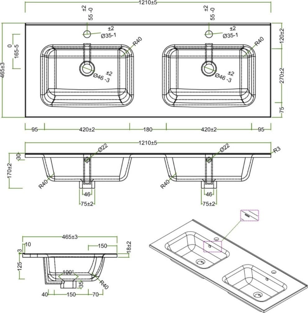 Lavabo ad Incasso in Ceramica Bianco Lucido per Mobili Bagno - 44