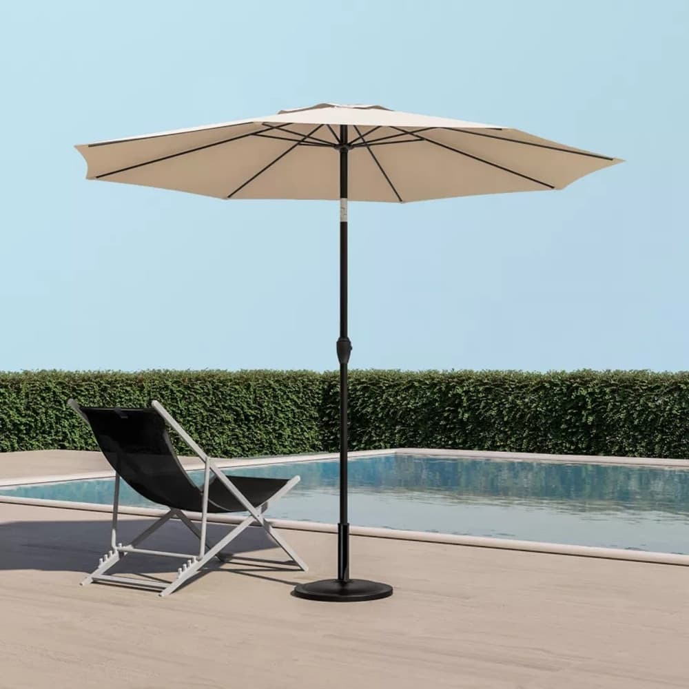 OMBRELLONE DA GIARDINO GAZEBO OMBRELLO PARASOLE 236XØ270CM BEIGE CON MANOVELLA 206424 - 6