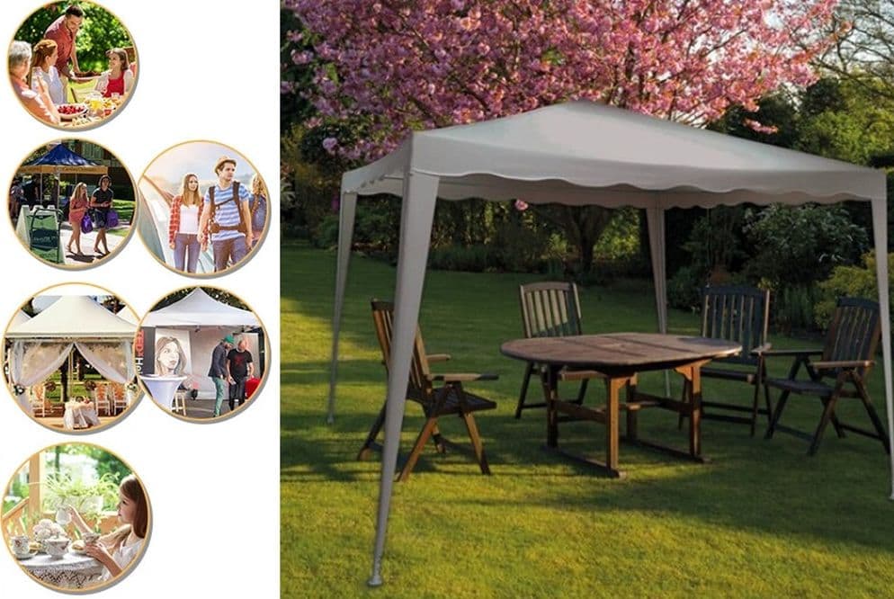 GAZEBO 3X3X2,5 MT PIEGHEVOLE GRIGIO IMPERMEABILE RICHIUDIBILE TENDONE GIARDINO 016561 - 5