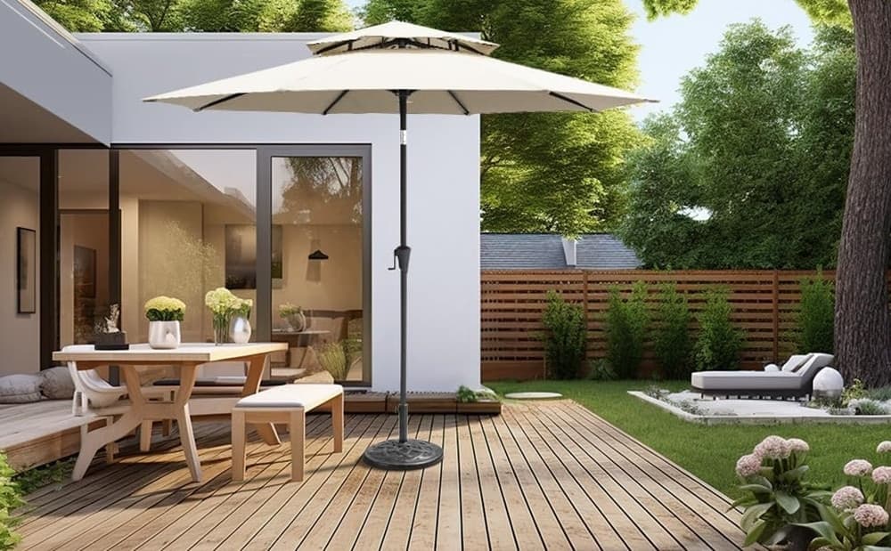 BASE PER OMBRELLONE SUPPORTO ROTONDO PER PATIO ESTERNO RESISTENTE Ø46XH33CM NERO 016595 - 8