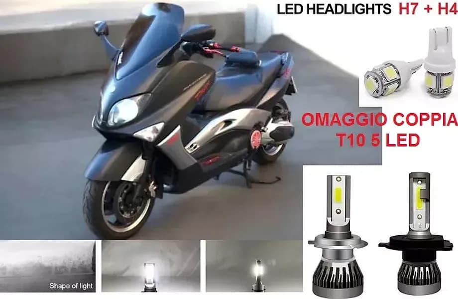 Coppia KIT LED T Max 2 Lampade H7+H4 SMD SUPER SLIM + Luci Posizione Omaggio T10 Led Bianco Freddo 6000K Kit Completo - 3