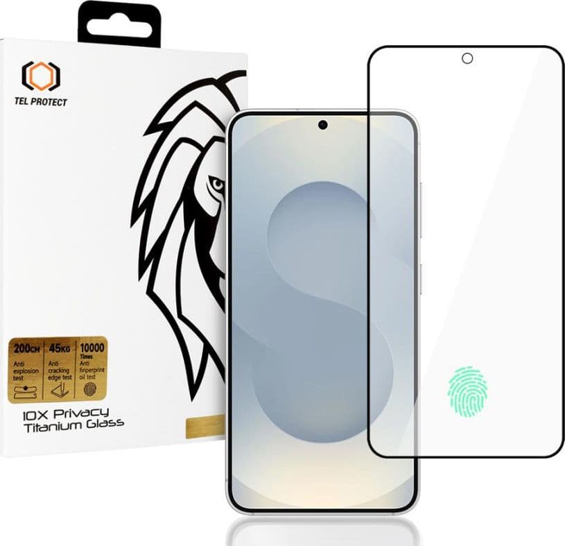 vetro temperato privacy samsung s25 plus full glue con funzione impronta digitale