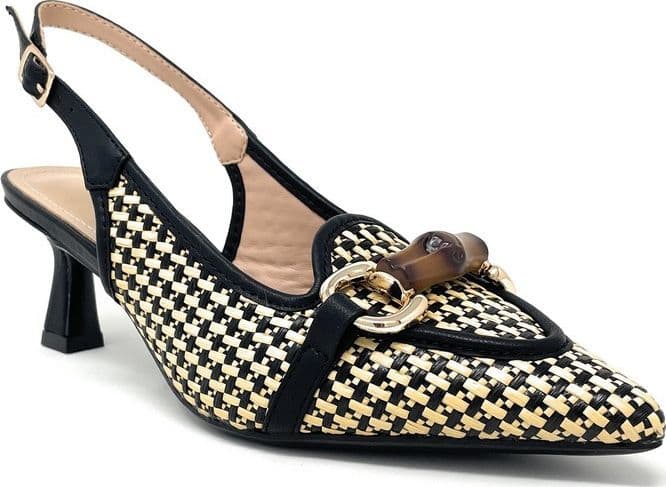 Francesco Milano slingback donna nero-beige Praga E06 07K - 2