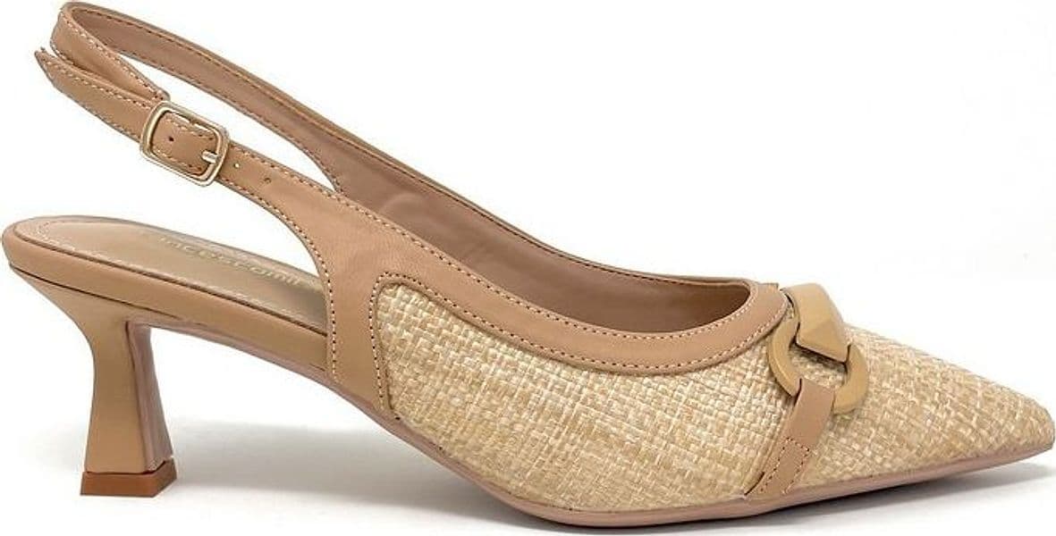 Francesco Milano slingback donna beige Praga con accessorio E06 06K