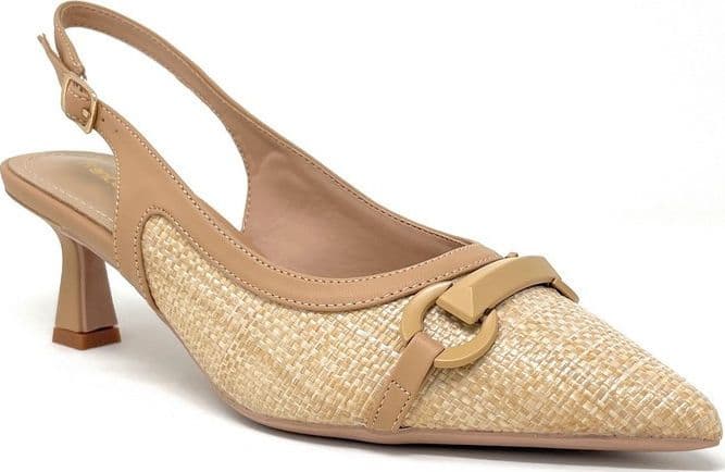 Francesco Milano slingback donna beige Praga con accessorio E06 06K - 2