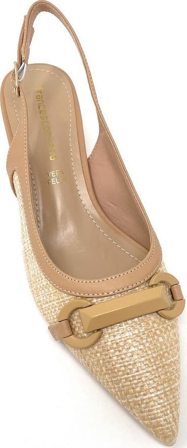 Francesco Milano slingback donna beige Praga con accessorio E06 06K - 4