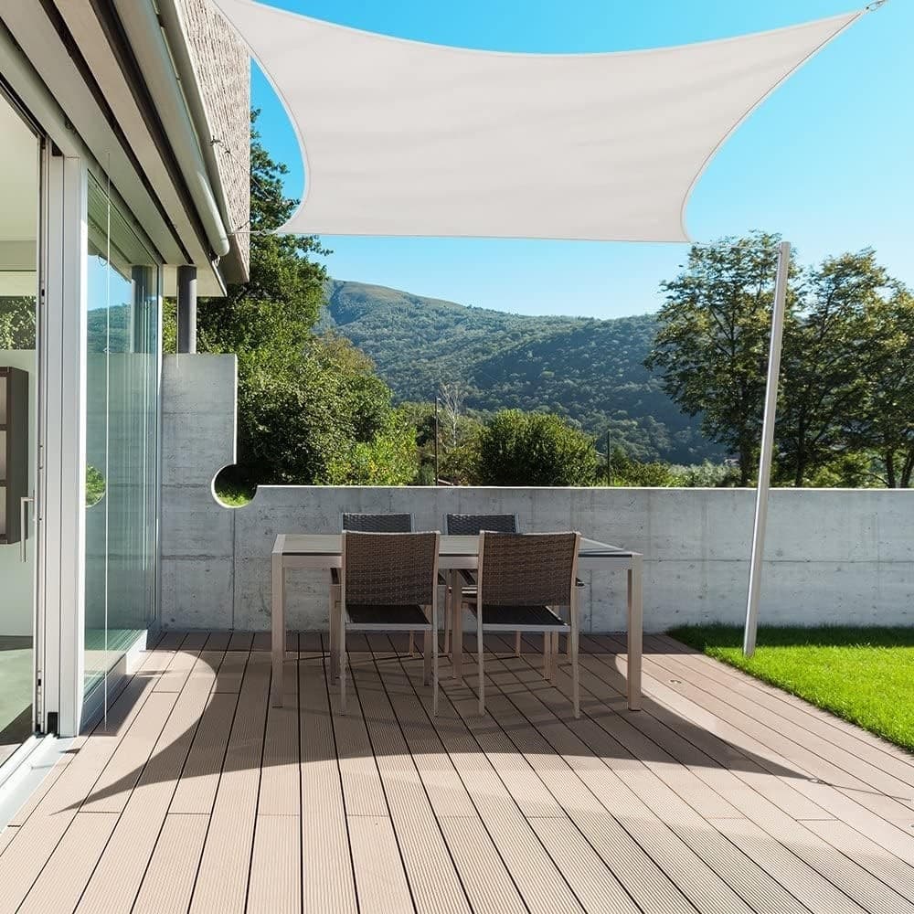 VELA TENDA RETTANGOLARE PARASOLE PROTEZIONE SOLE OMBRA GIARDINO 3X4 MT BIANCA 017036 - 6