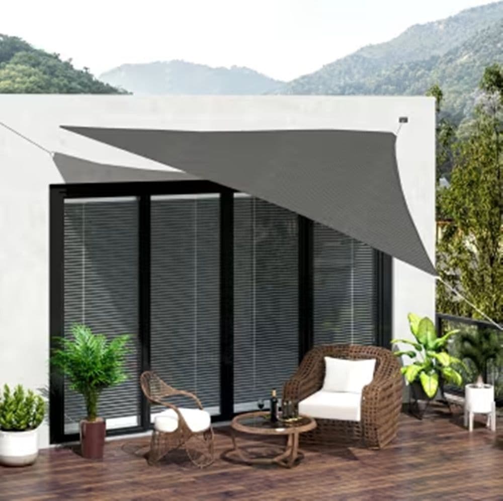 VELA TENDA TRIANGOLARE PARASOLE PROTEZIONE SOLE OMBREGGIATURA GIARDINO 3X3X3MT GRIGIO 222568 - 7