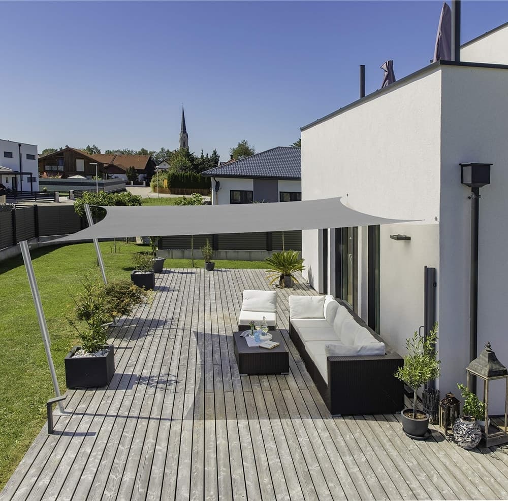 VELA TENDA QUADRATA PARASOLE PROTEZIONE SOLE OMBREGGIATURA GIARDINO 3X3MT GRIGIO 222584 - 8