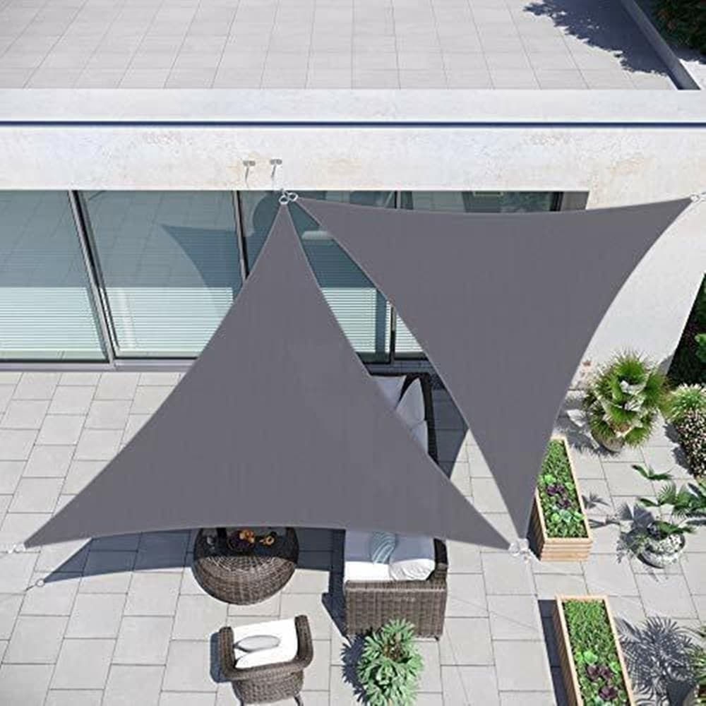 VELA TENDA TRIANGOLARE PARASOLE PROTEZIONE SOLE OMBRA GIARDINO 5X5X5 MT GRIGIO 222570 - 7
