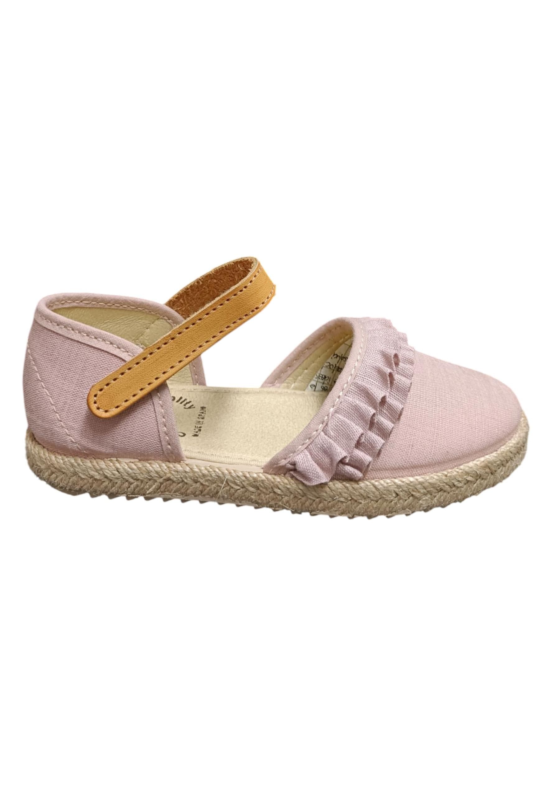 Espadrillas bambina Vul-Ladi Carla beige rosa verde tela velcro summer style - 11