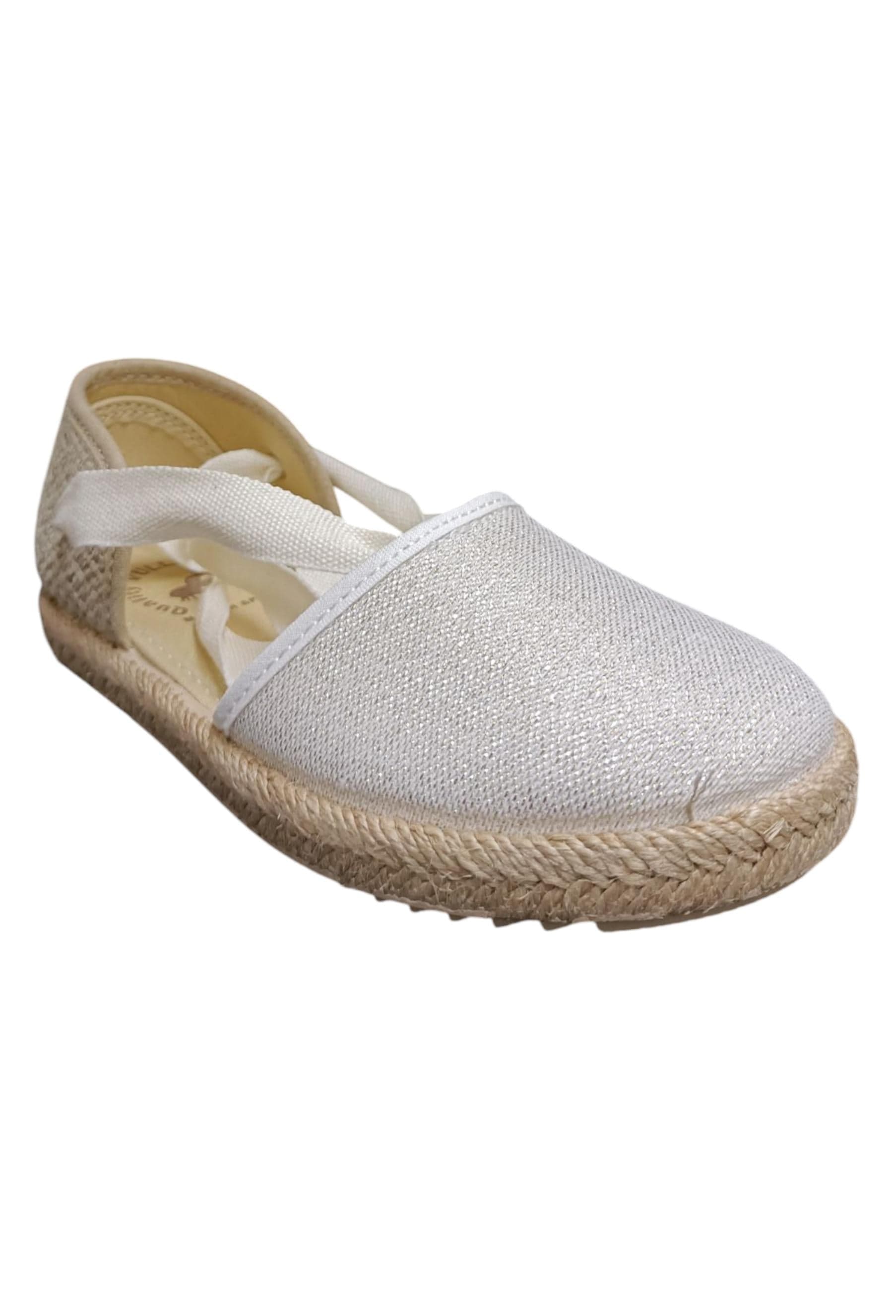 Espadrillas bambina Vul-Ladi Carla bianco beige tela laccio summer style in Ballerine Scarpetteria Gica - Trani, commercioVirtuoso.it