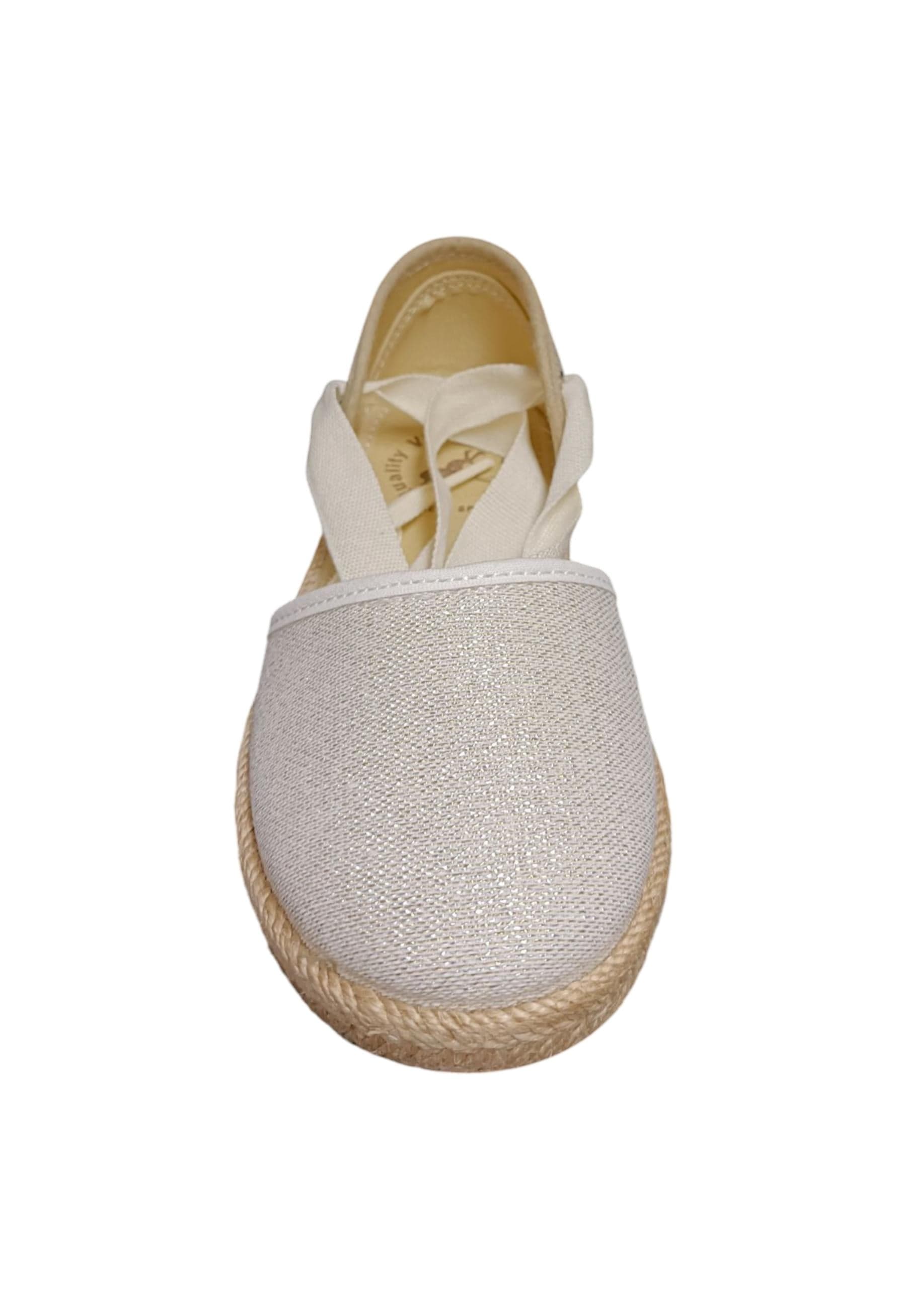 Espadrillas bambina Vul-Ladi Carla bianco beige tela laccio summer style in Ballerine Scarpetteria Gica - Trani, commercioVirtuoso.it