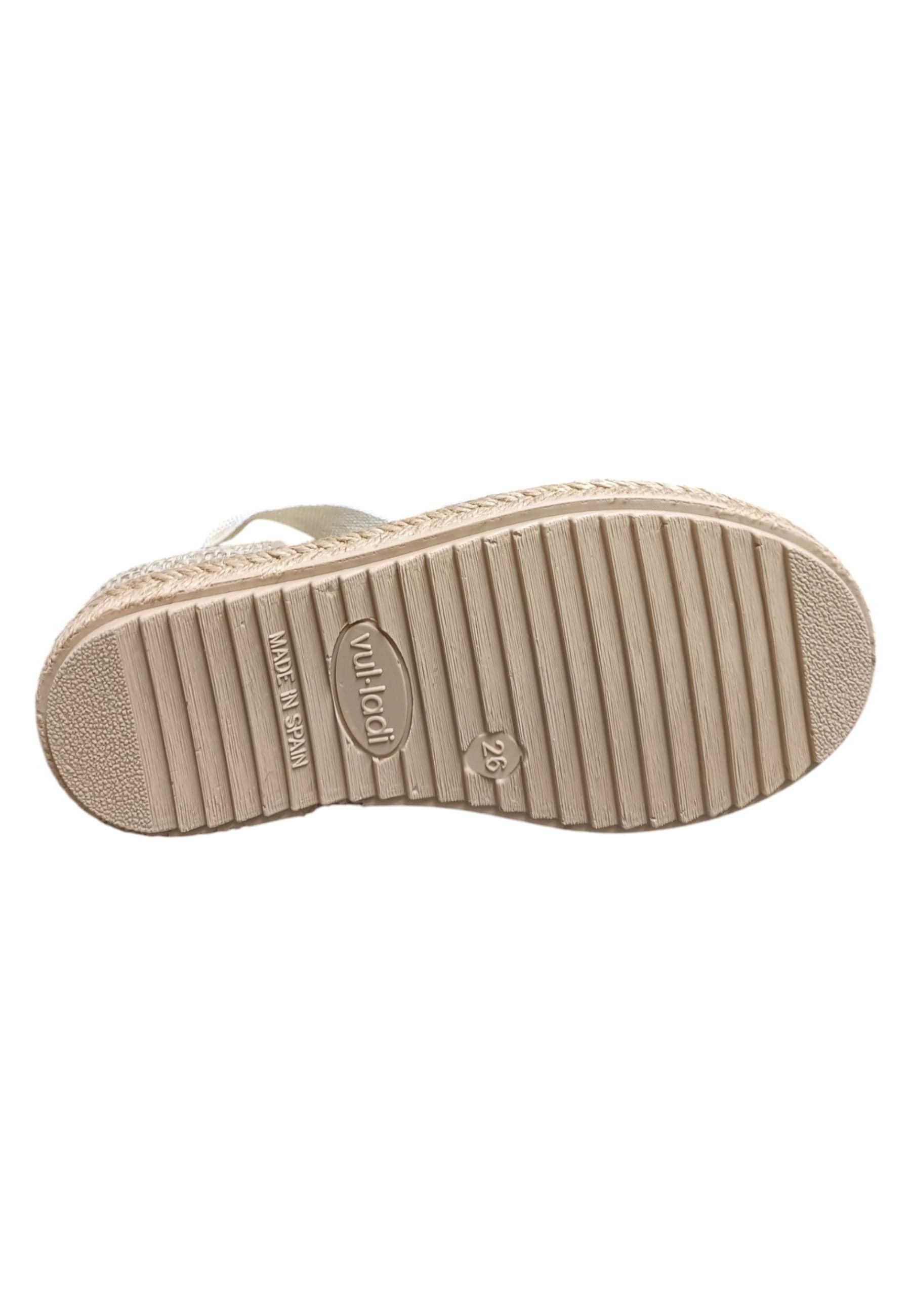 Espadrillas bambina Vul-Ladi Carla bianco beige tela laccio summer style in Ballerine Scarpetteria Gica - Trani, commercioVirtuoso.it