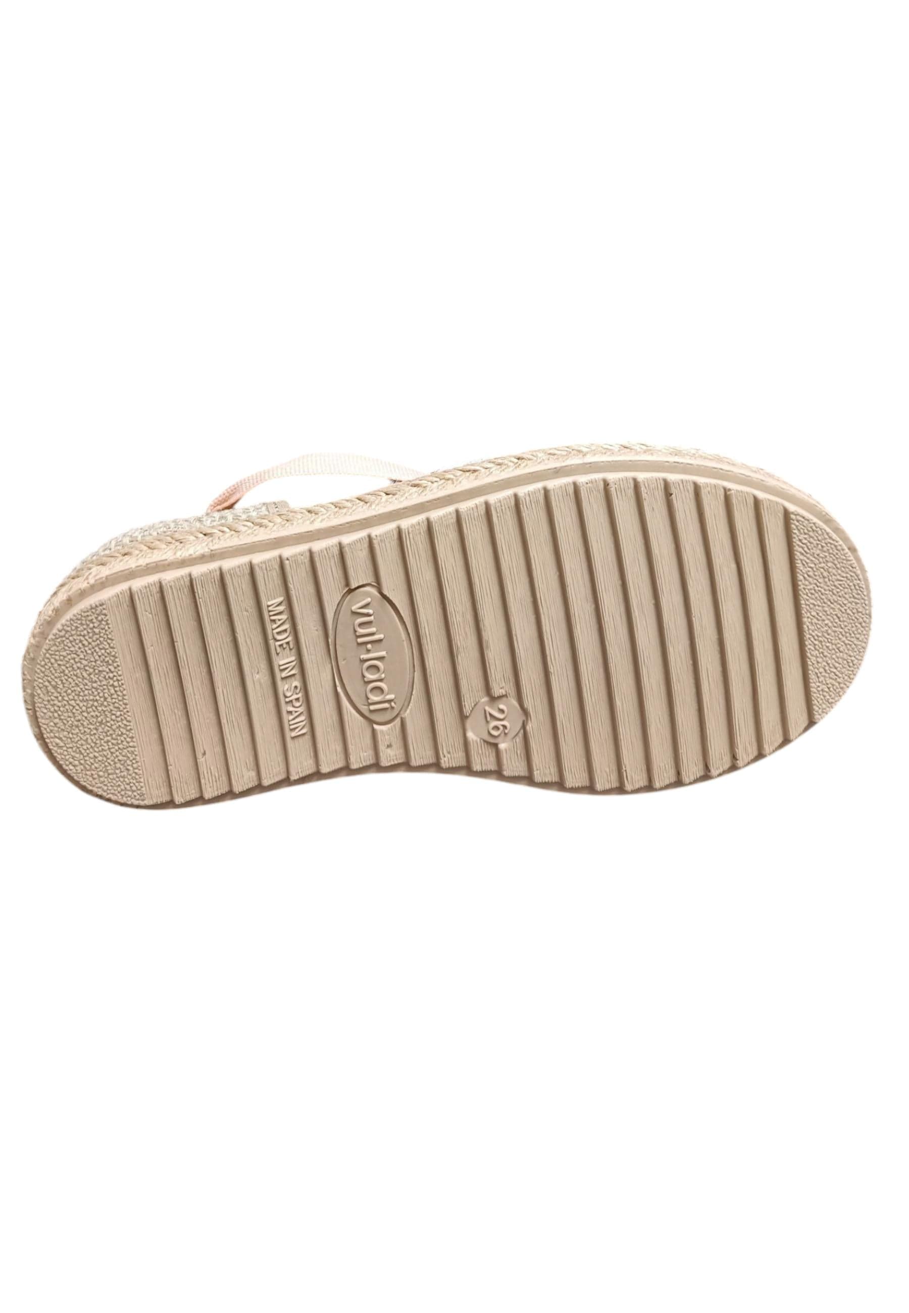 Espadrillas bambina Vul-Ladi Carla cipria beige tela laccio summer style - 5