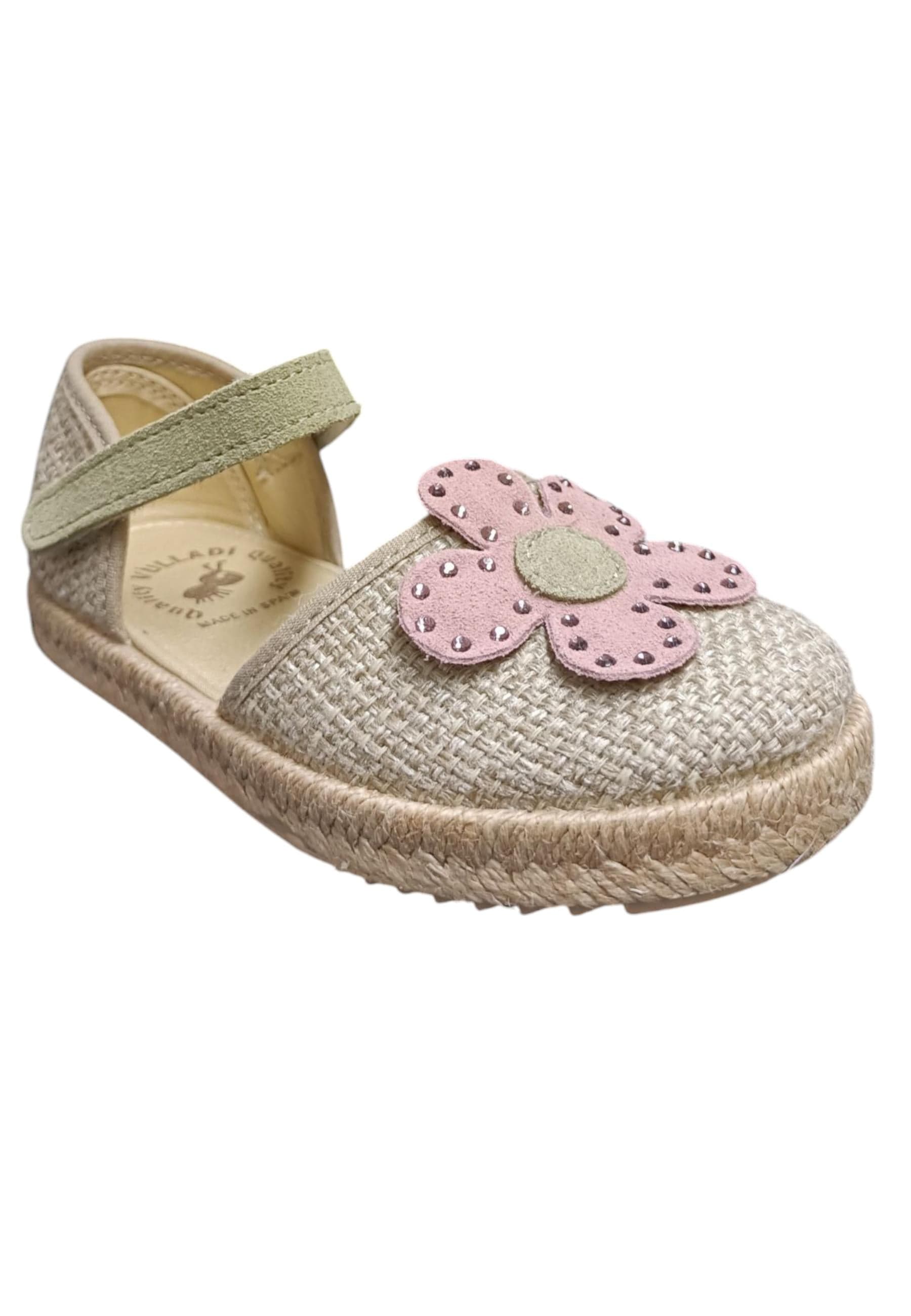 Espadrillas bambina Vul-Ladi Carla beige rosa verde tela velcro summer style in Ballerine Scarpetteria Gica - Trani, commercioVirtuoso.it