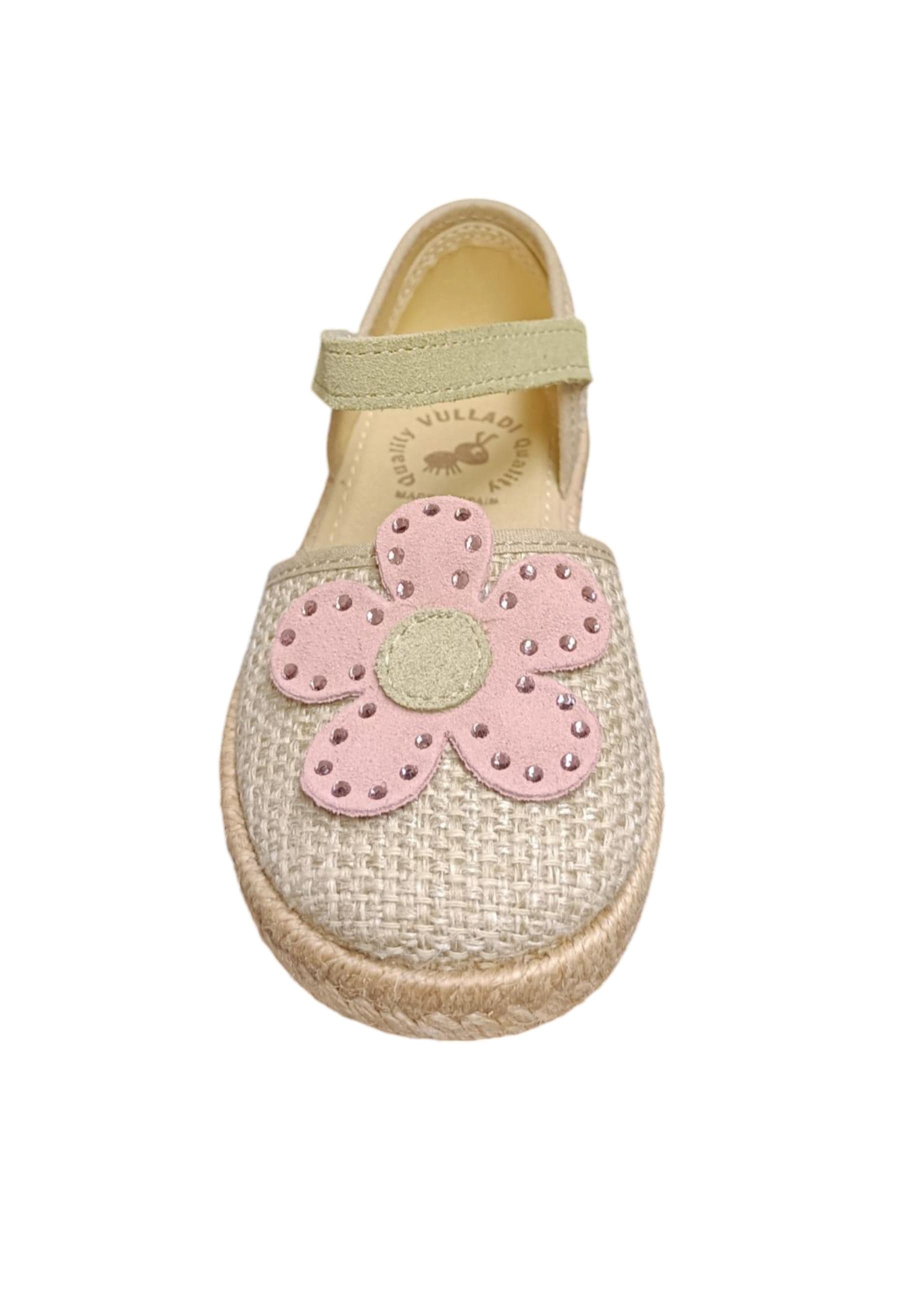 Espadrillas bambina Vul-Ladi Carla beige rosa verde tela velcro summer style in Ballerine Scarpetteria Gica - Trani, commercioVirtuoso.it