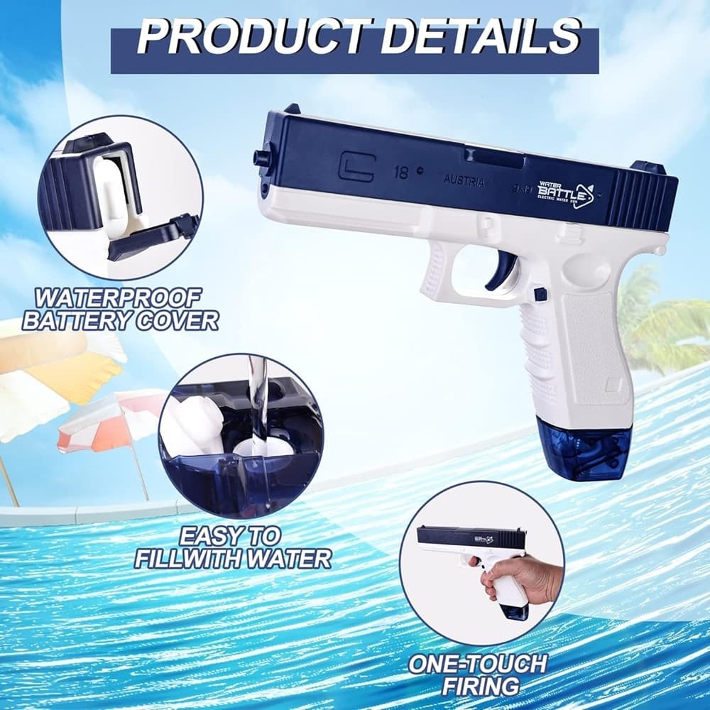 PISTOLA AD ACQUA ELETTRICA GIOCATTOLO PER BAMBINI POTENTE PER FESTE SPIAGGIA ESTIVA - 6