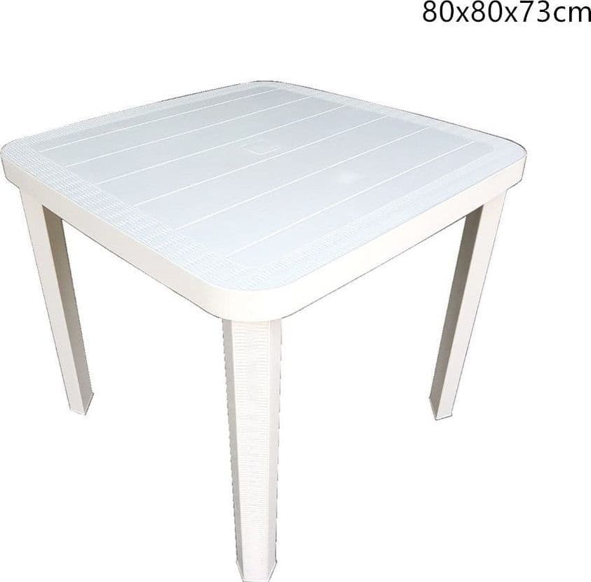 TAVOLO QUADRATO DA GIARDINO BIANCO 80X80CM IN PLASTICA ARREDO SPAZIO ESTERNO 008007 - 5