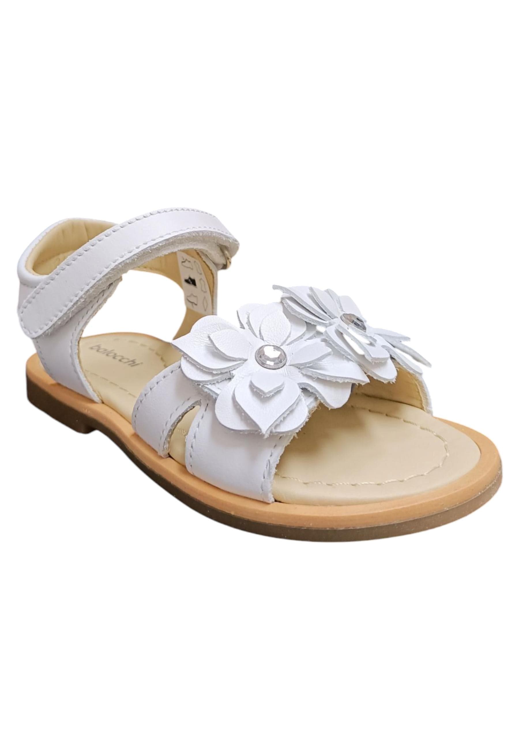 Sandalo bambina Balocchi Ponza bianco pelle - Sandalo da passeggio con velcro in Ballerine Scarpetteria Gica - Trani, commercioVirtuoso.it