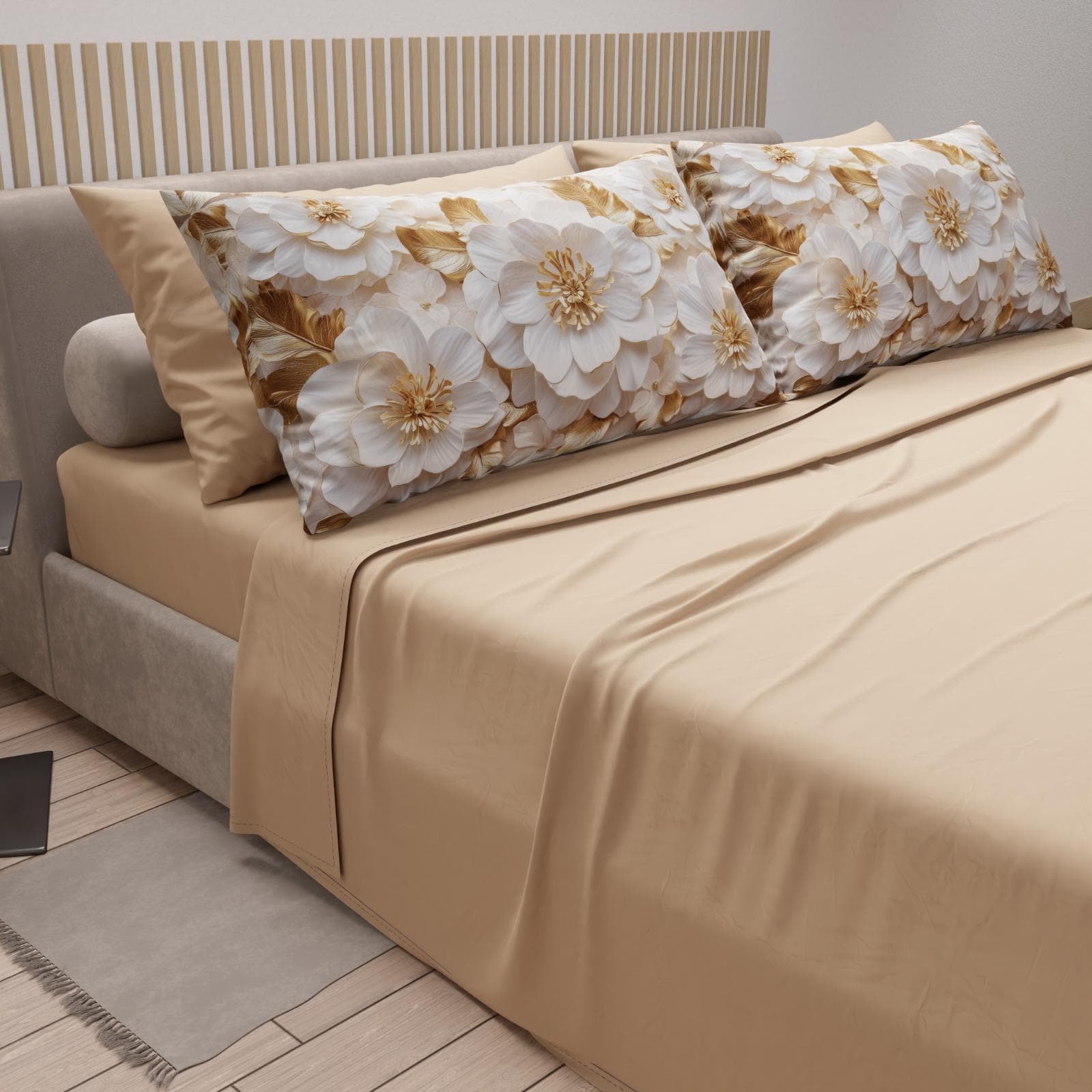 Completo lenzuola matrimoniale in puro cotone con 4 federe – Mod. 21 Hessense - 2