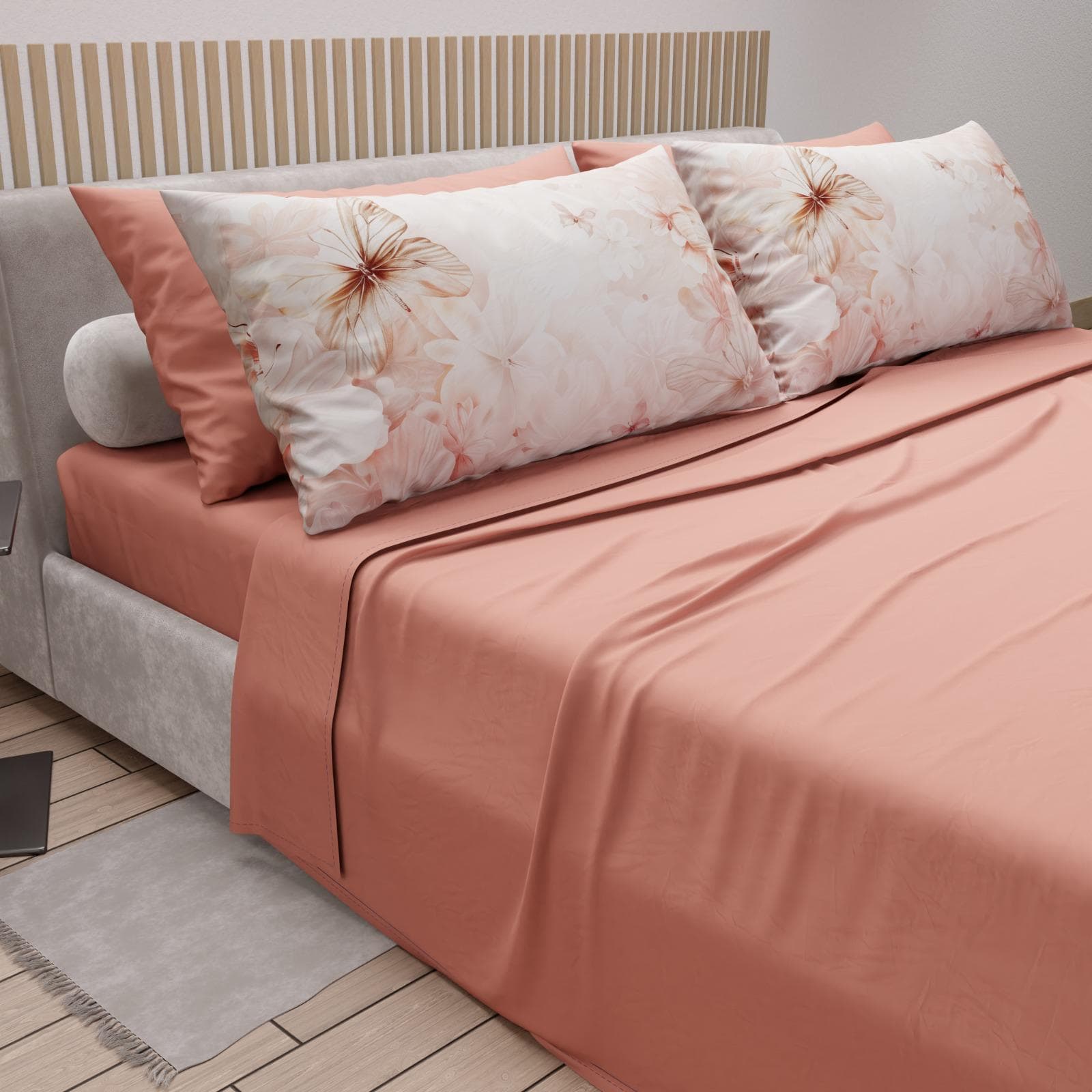 Completo lenzuola matrimoniale in puro cotone con 4 federe – Mod. 23 Hessense - 2