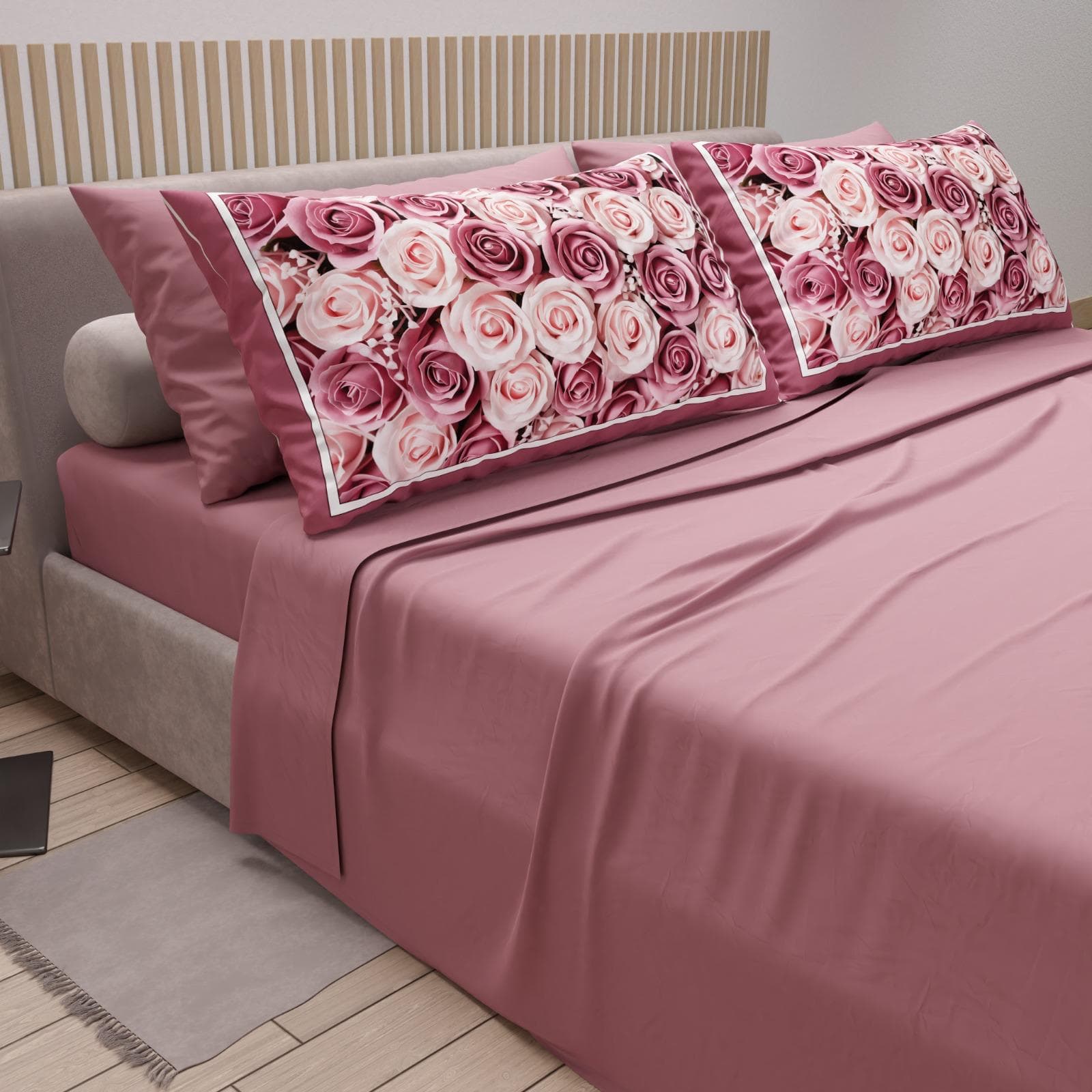 Completo lenzuola matrimoniale in puro cotone con 4 federe – Mod. 16 Hessense - 2