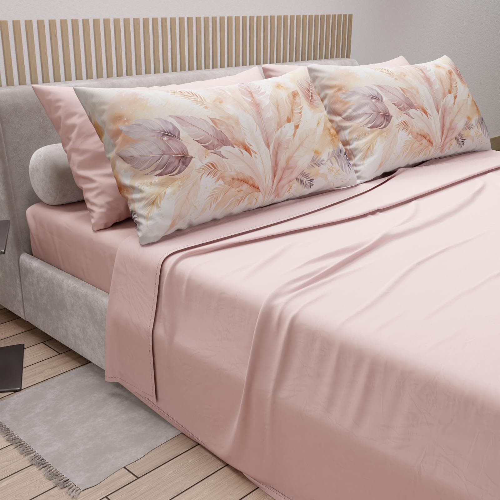 Completo lenzuola matrimoniale in puro cotone con 4 federe – Mod. 06 Hessense - 2