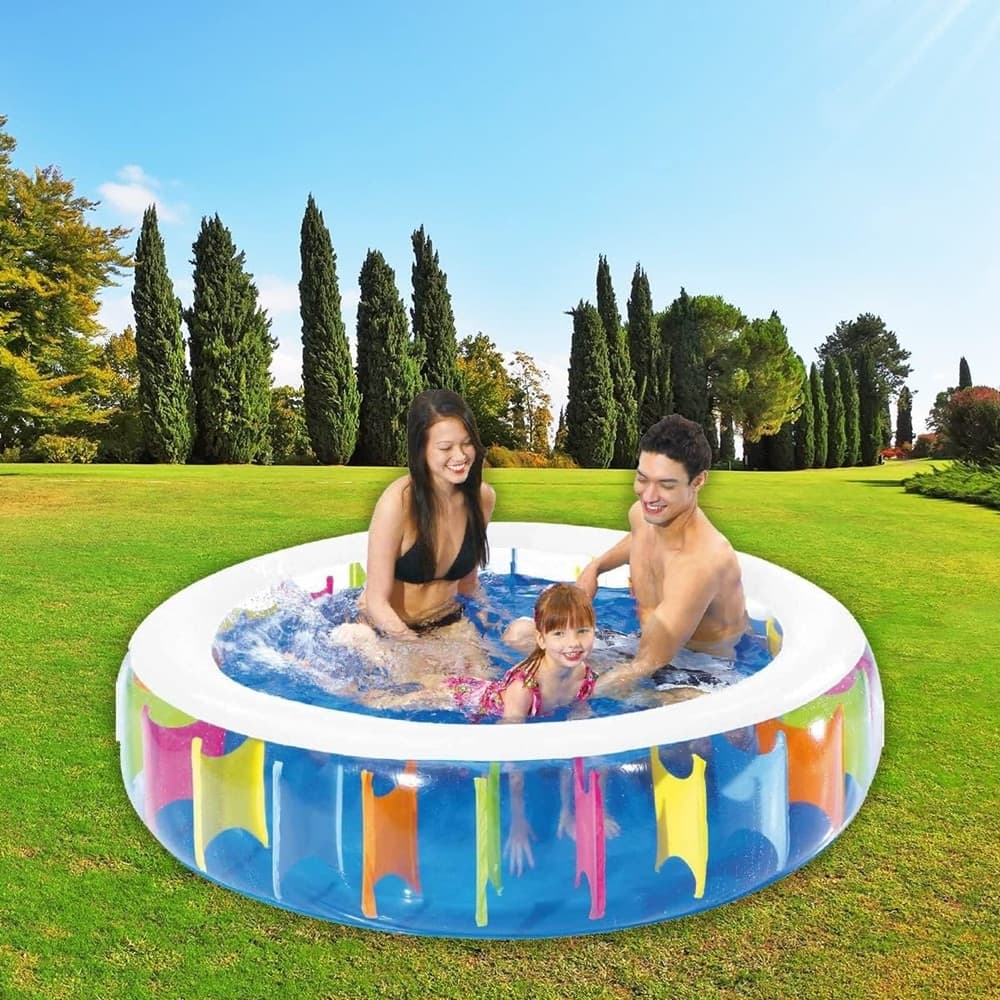 PISCINA ROTONDA GIGANTE MOTIVO ARCOBALENO MULTICOLORE 190 X 50 CM GONFIABILE 016091 - 6