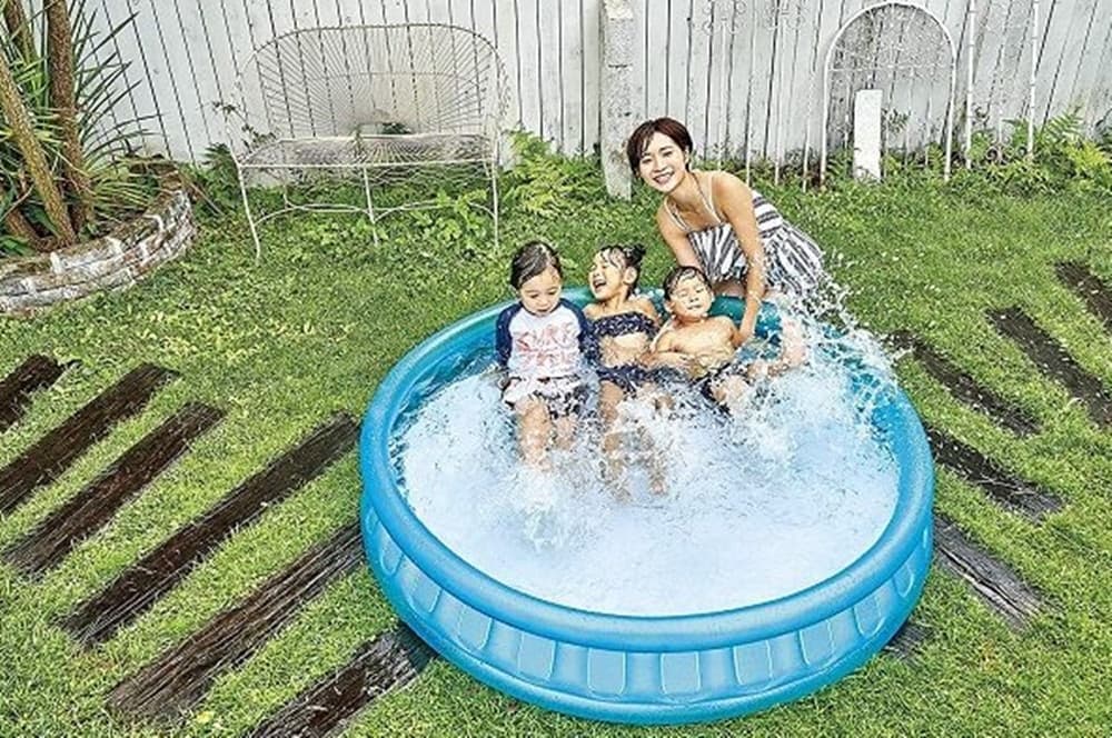 PISCINA GONFIABILE ROTONDA CON LATO MORBIDO A MOSAICO 155 X 32 CM PER BAMBINI 016181 - 4