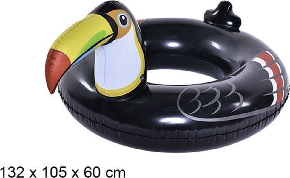 SALVAGENTE CIAMBELLA GONFIABILE A FORMA DI TUCANO NERO 132X105X60CM MARE PISCINA 016141 - 4