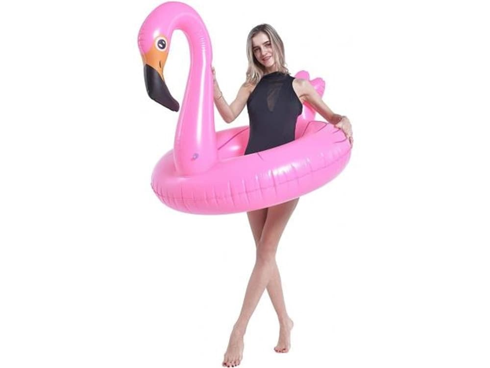 SALVAGENTE GONFIABILE CIAMBELLA FORMA FENICOTTERO ROSA 116X105X95CM MARE PISCINA 016140 - 5