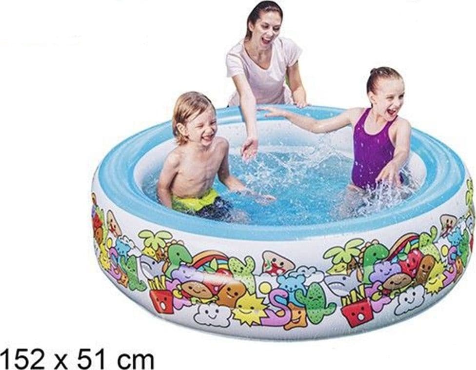 PISCINA GONFIABILE 3 ANELLI PER BAMBINI CON PERSONAGGI FRUTTI PIANTE 152X51CM 016156 - 6