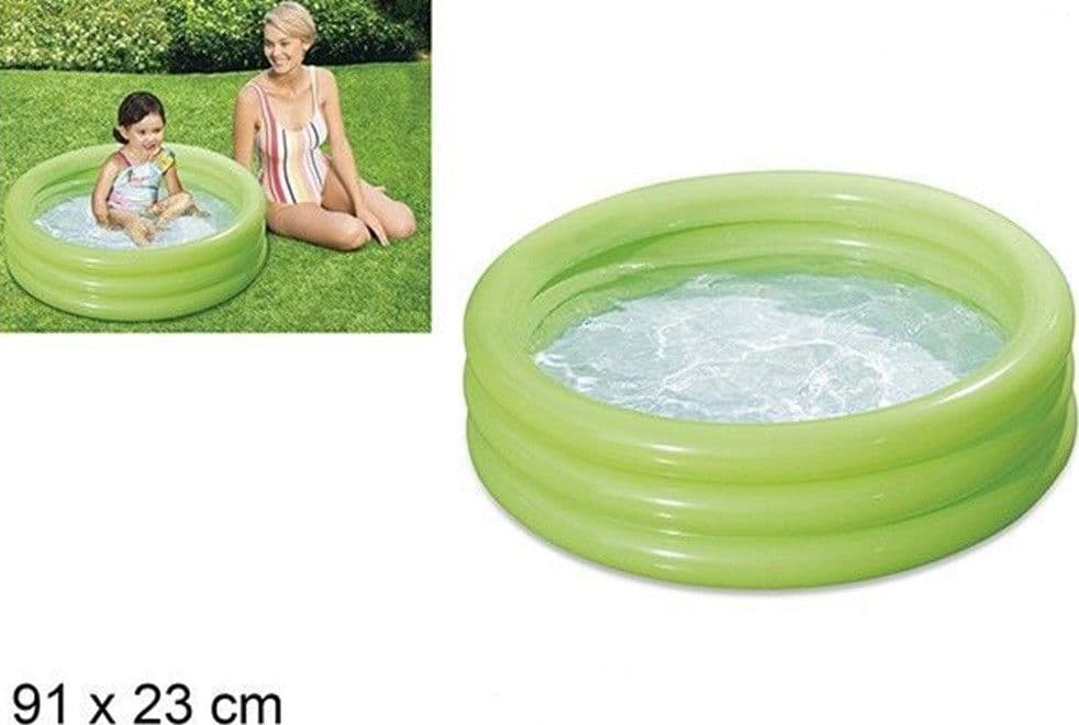 PISCINA GONFIABILE VERDE A 3 ANELLI PER BAMBINI ROTONDA 91 X 23 CM GIARDINO 017550 - 5