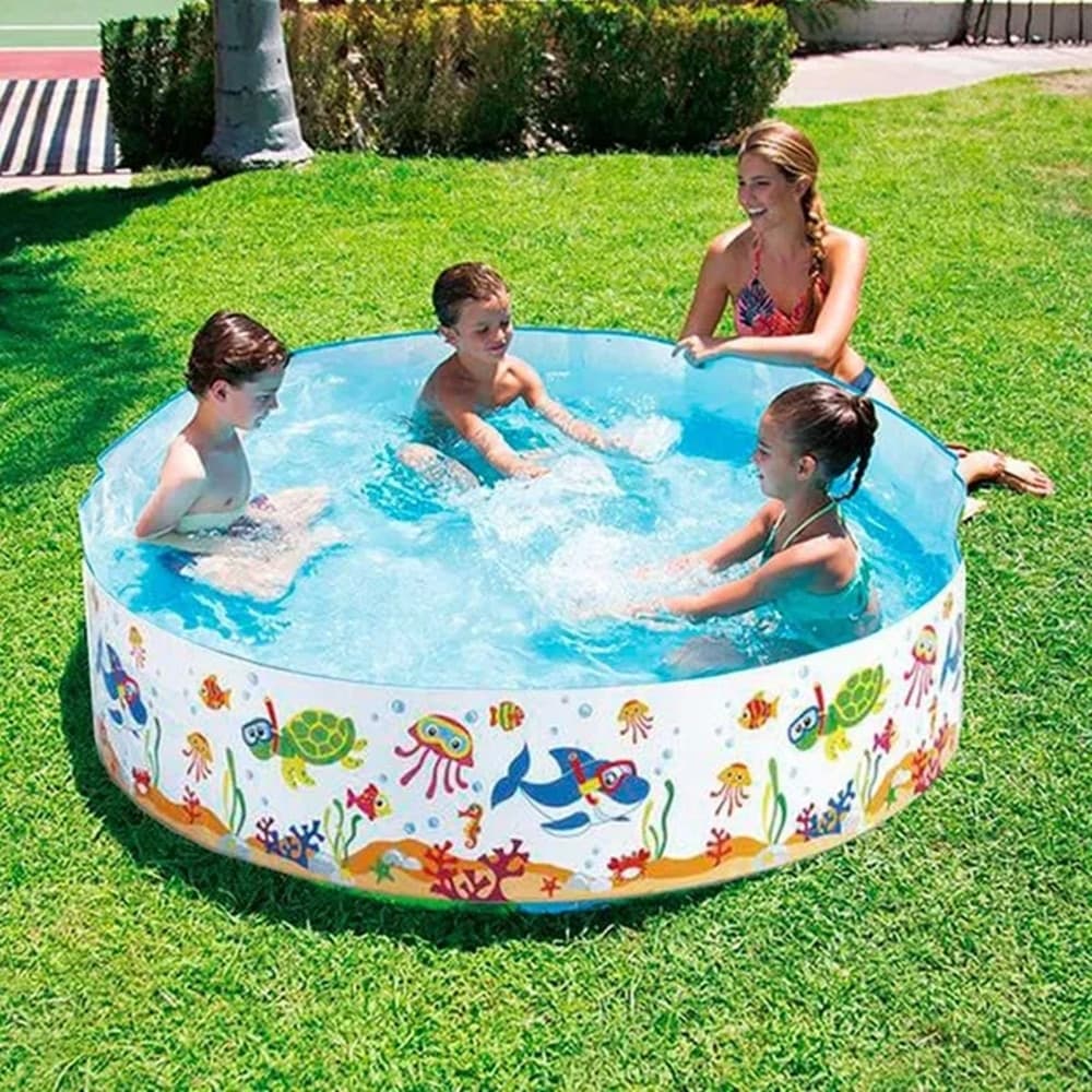 PISCINA RIGIDA 183X38CM PVC BAMBINI TARTARUGA ANIMALI MARINI FUORITERRA CASA GIARDINO 017925 - 4