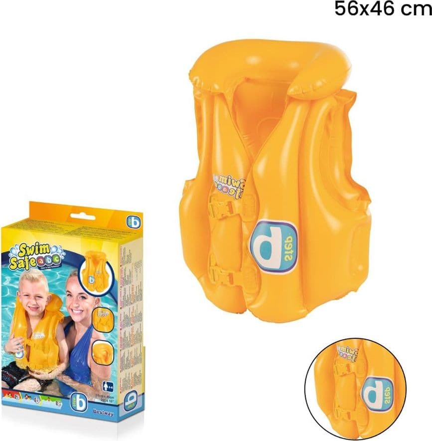 GIUBBOTTO DA NUOTO GONFIABILE PER BAMBINI PICCOLI GALLEGGIAMENTO 51X46CM GIALLO 019948 - 13