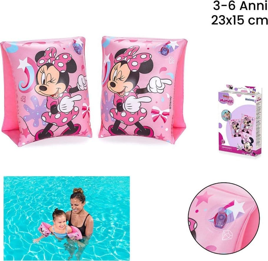 BRACCIOLI GONFIABILI MINNIE VALVOLE SICUREZZA ACCESSORI MARE PISCINA 23X15CM 019968 - 7