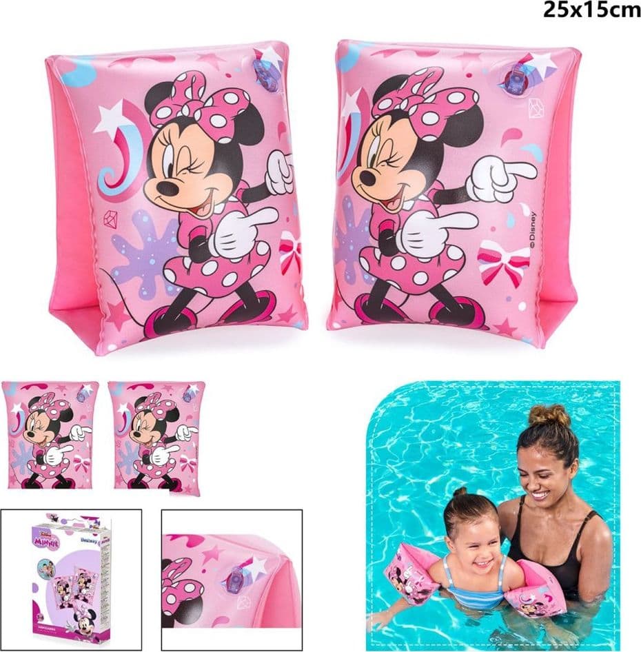 BRACCIOLI GONFIABILI MINNIE VALVOLE SICUREZZA ACCESSORI MARE PISCINA 23X15CM 019968 - 8