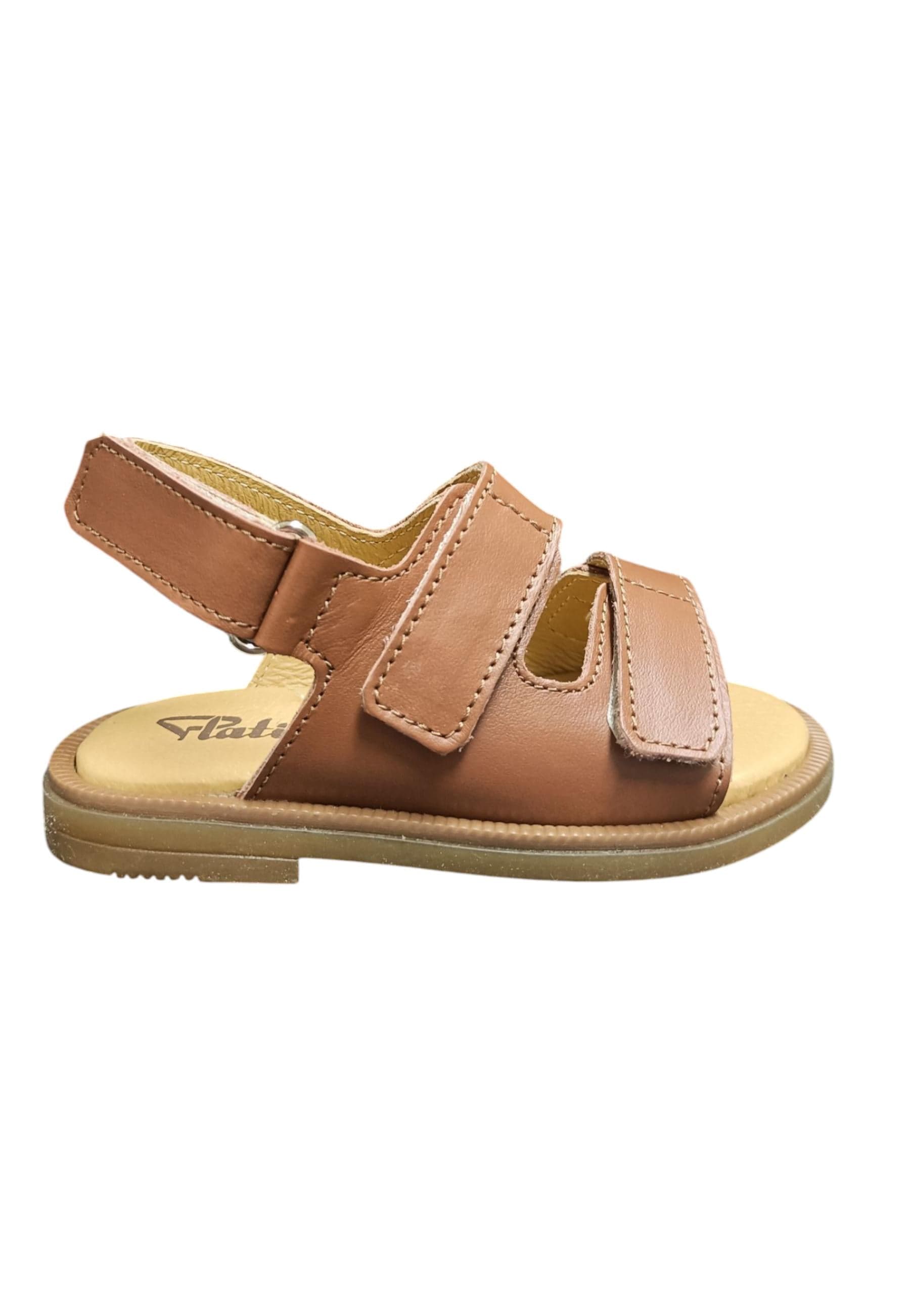 Sandalo bambino Platis Open Classic cuoio pelle - Sandalo da passeggio con velcro
