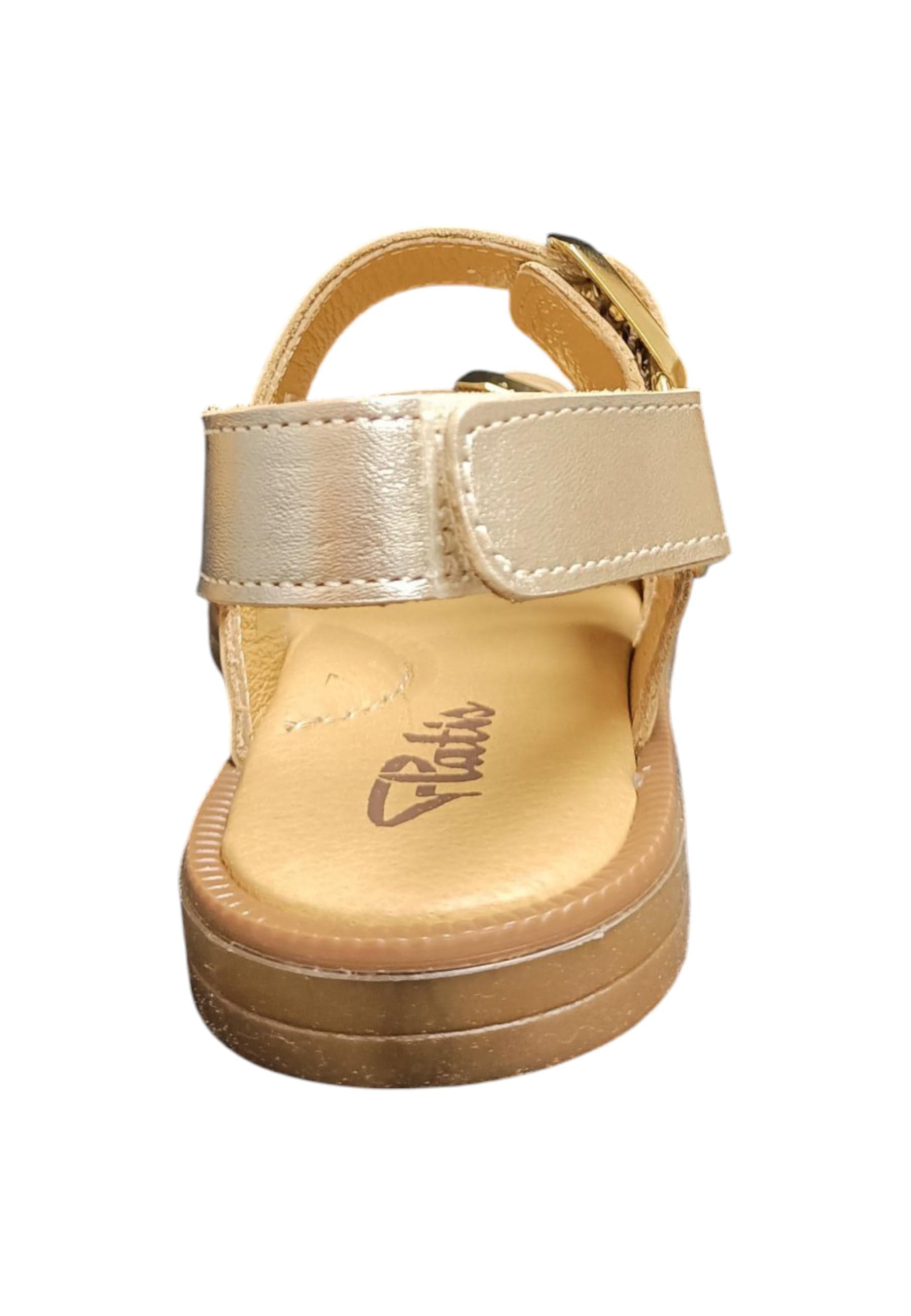 Sandalo bambina Platis Open Classic dorato laminato - Sandalo da passeggio con velcro in Sandali Scarpetteria Gica - Trani, commercioVirtuoso.it
