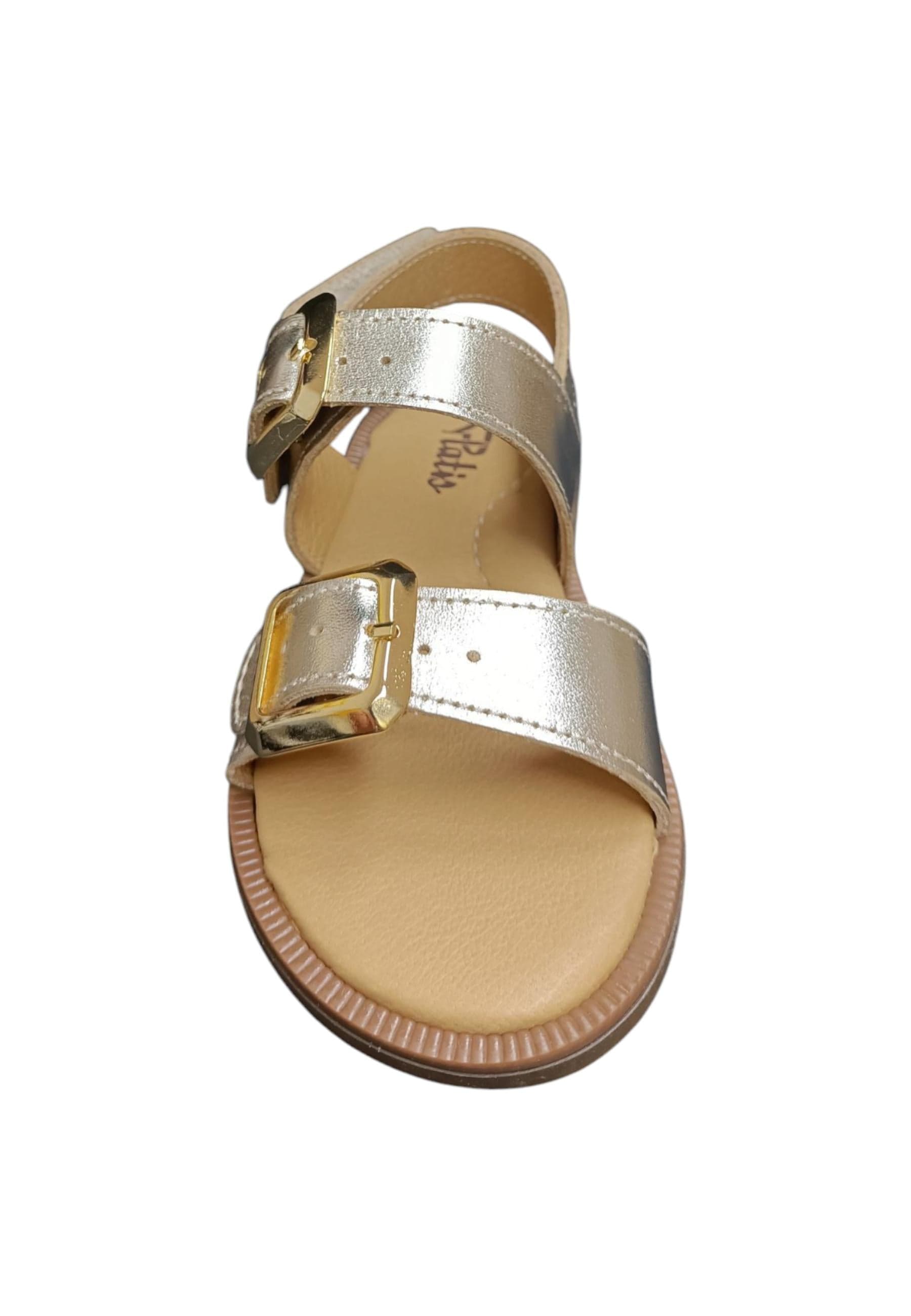 Sandalo bambina Platis Open Classic dorato laminato - Sandalo da passeggio con velcro in Sandali Scarpetteria Gica - Trani, commercioVirtuoso.it
