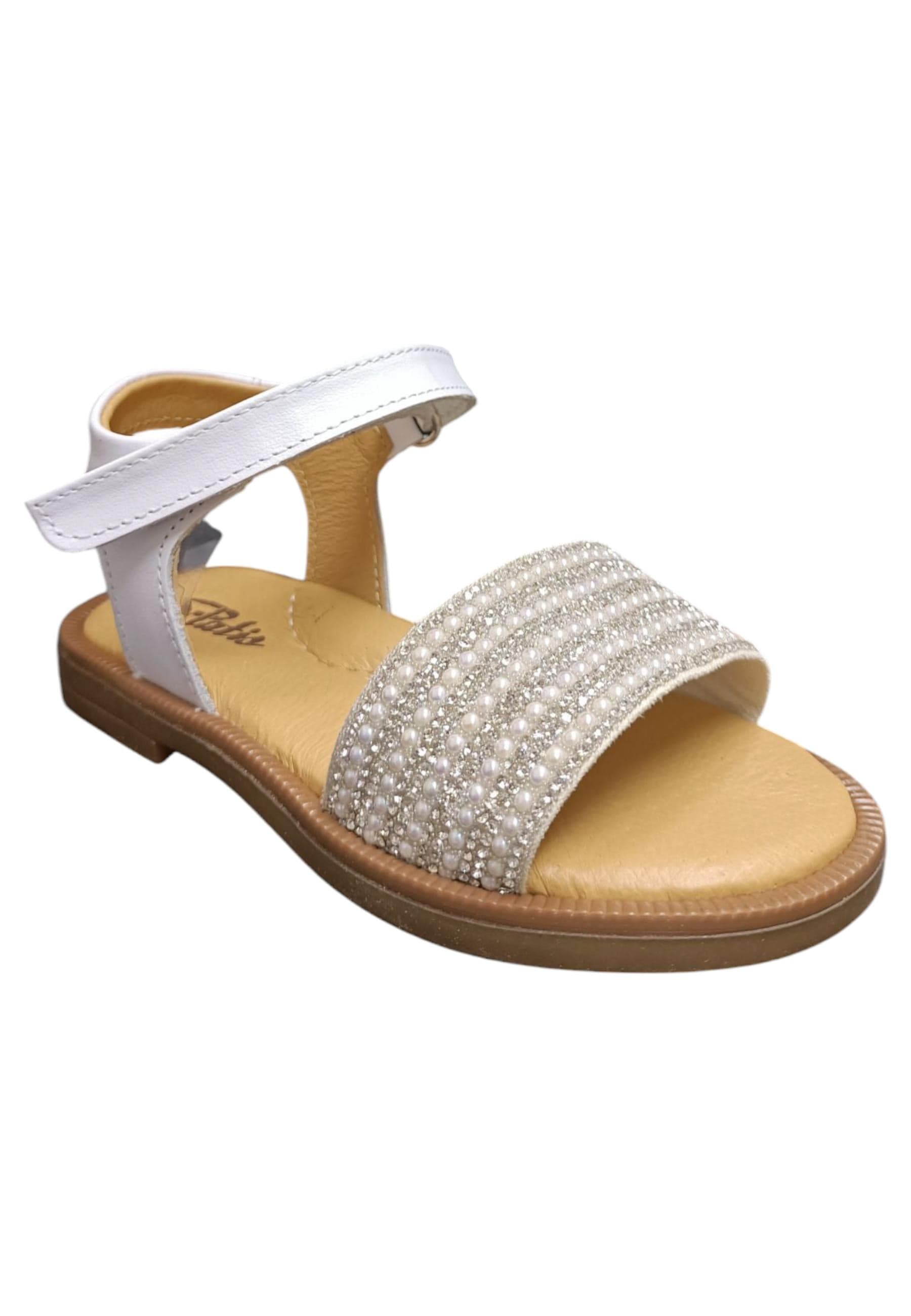 Sandalo bambina Platis Open Classic bianco-silver pelle - Sandalo da passeggio con velcro in Sandali Scarpetteria Gica - Trani, commercioVirtuoso.it