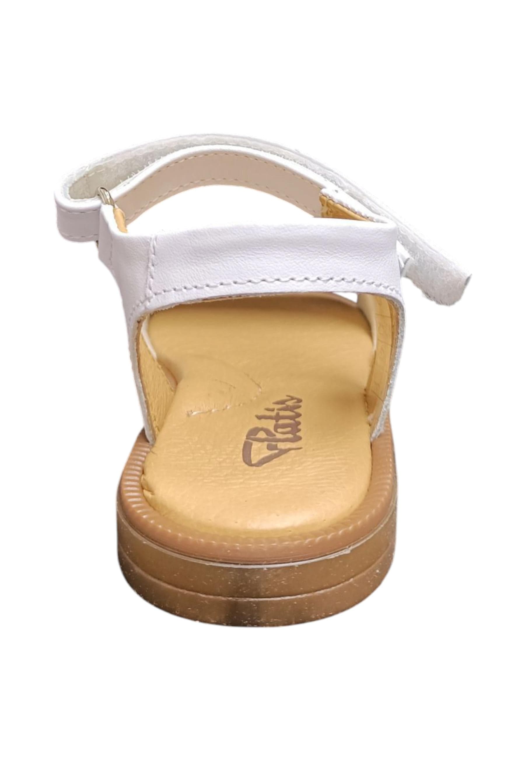 Sandalo bambina Platis Open Classic bianco-silver pelle - Sandalo da passeggio con velcro in Sandali Scarpetteria Gica - Trani, commercioVirtuoso.it