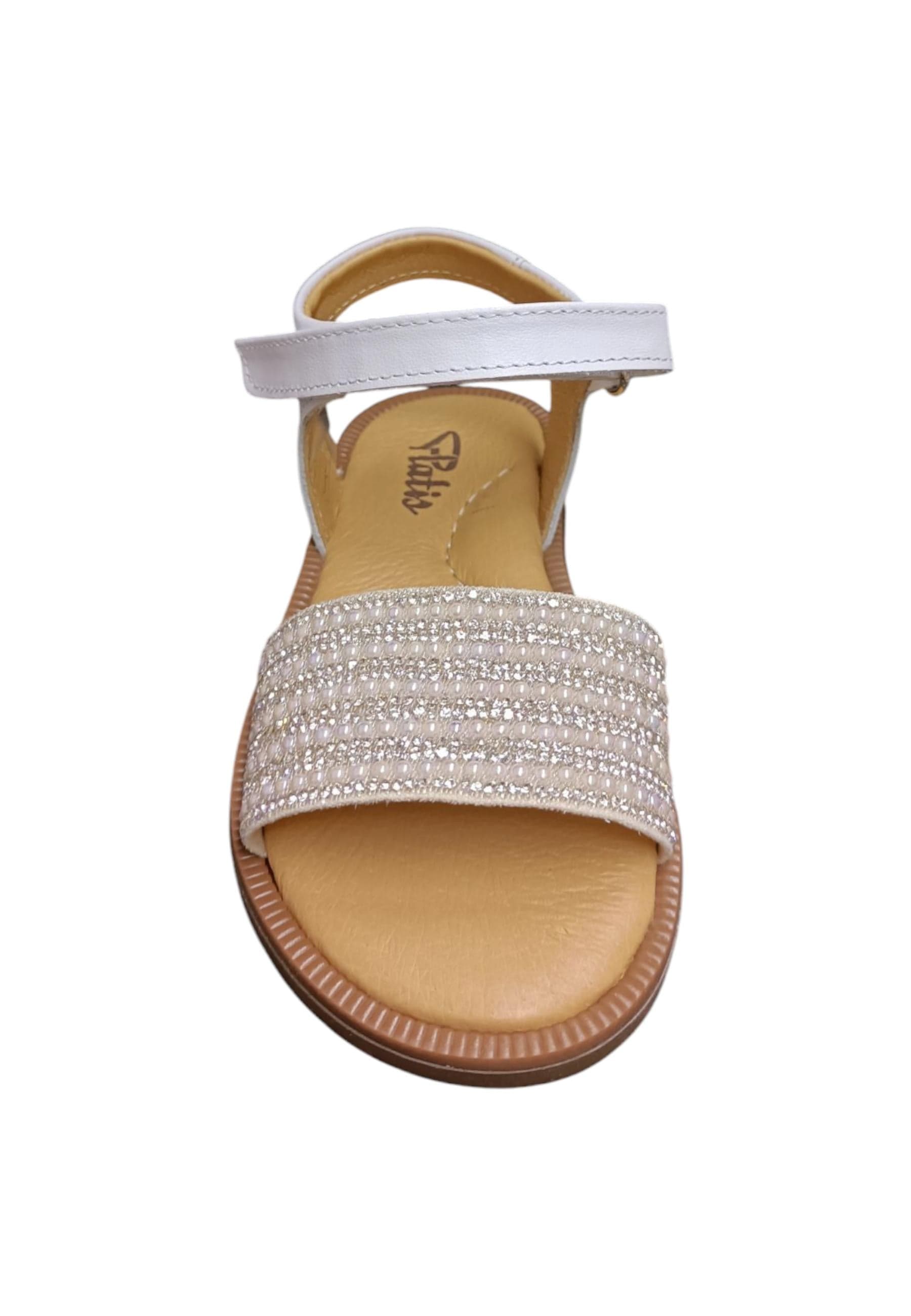 Sandalo bambina Platis Open Classic bianco-silver pelle - Sandalo da passeggio con velcro in Sandali Scarpetteria Gica - Trani, commercioVirtuoso.it