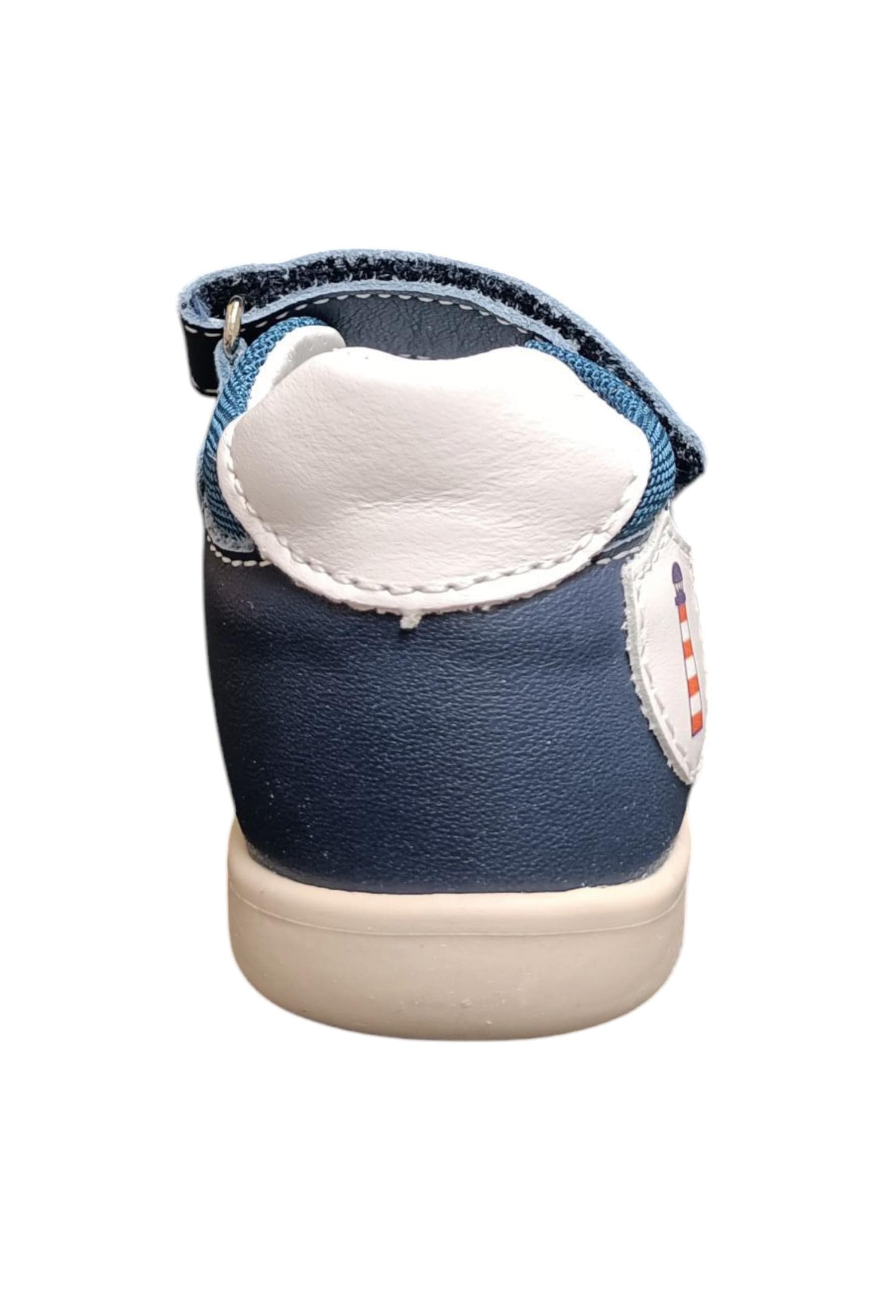 Sandalo bambino Balocchi Over blue-bianco pelle - Primi passi tallonato con velcro in Ballerine Scarpetteria Gica - Trani, commercioVirtuoso.it