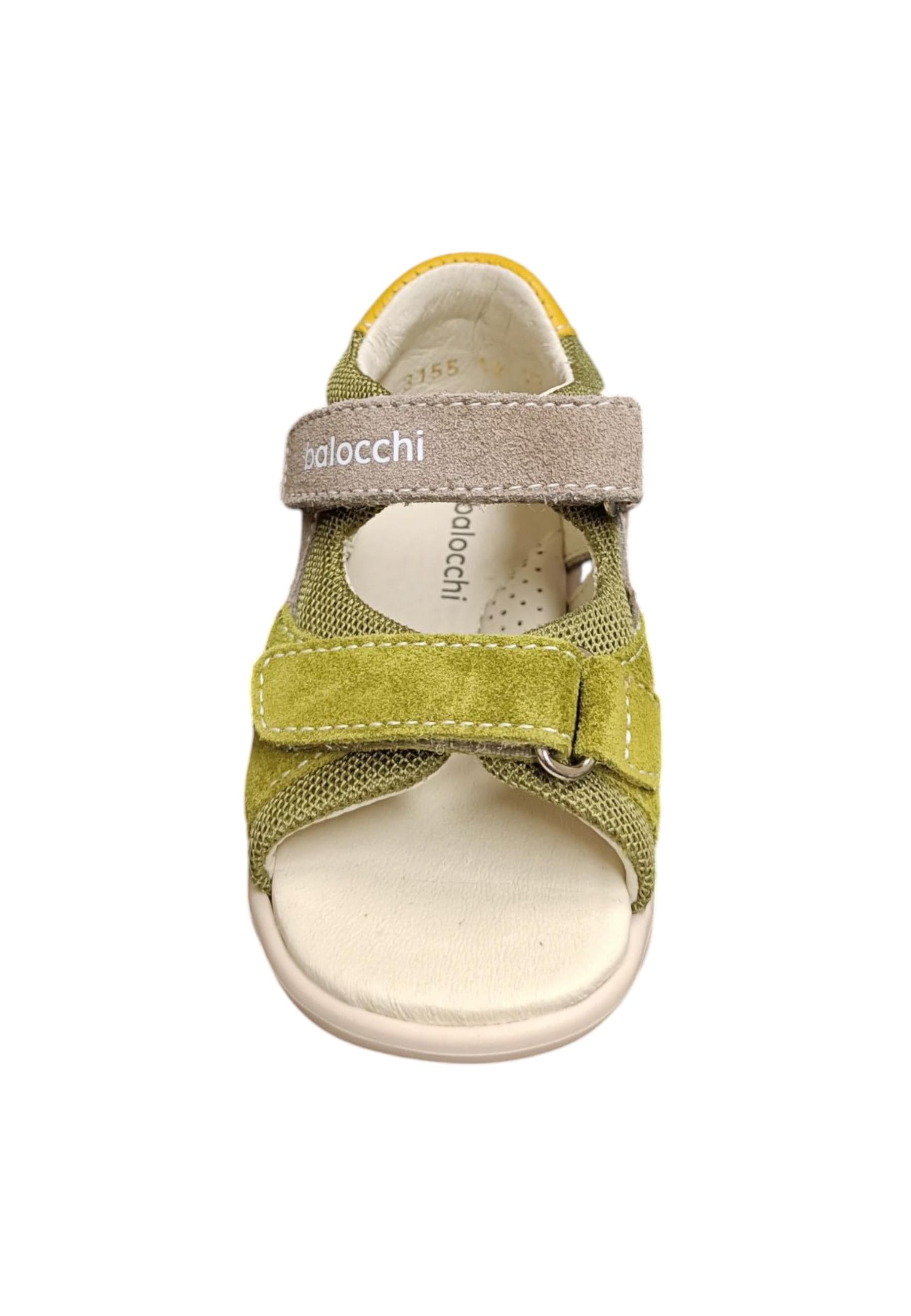 Sandalo bambino Balocchi Over tortora verde-giallo suede-tessuto - Primi passi tallonato con velcro in Ballerine Scarpetteria Gica - Trani, commercioVirtuoso.it